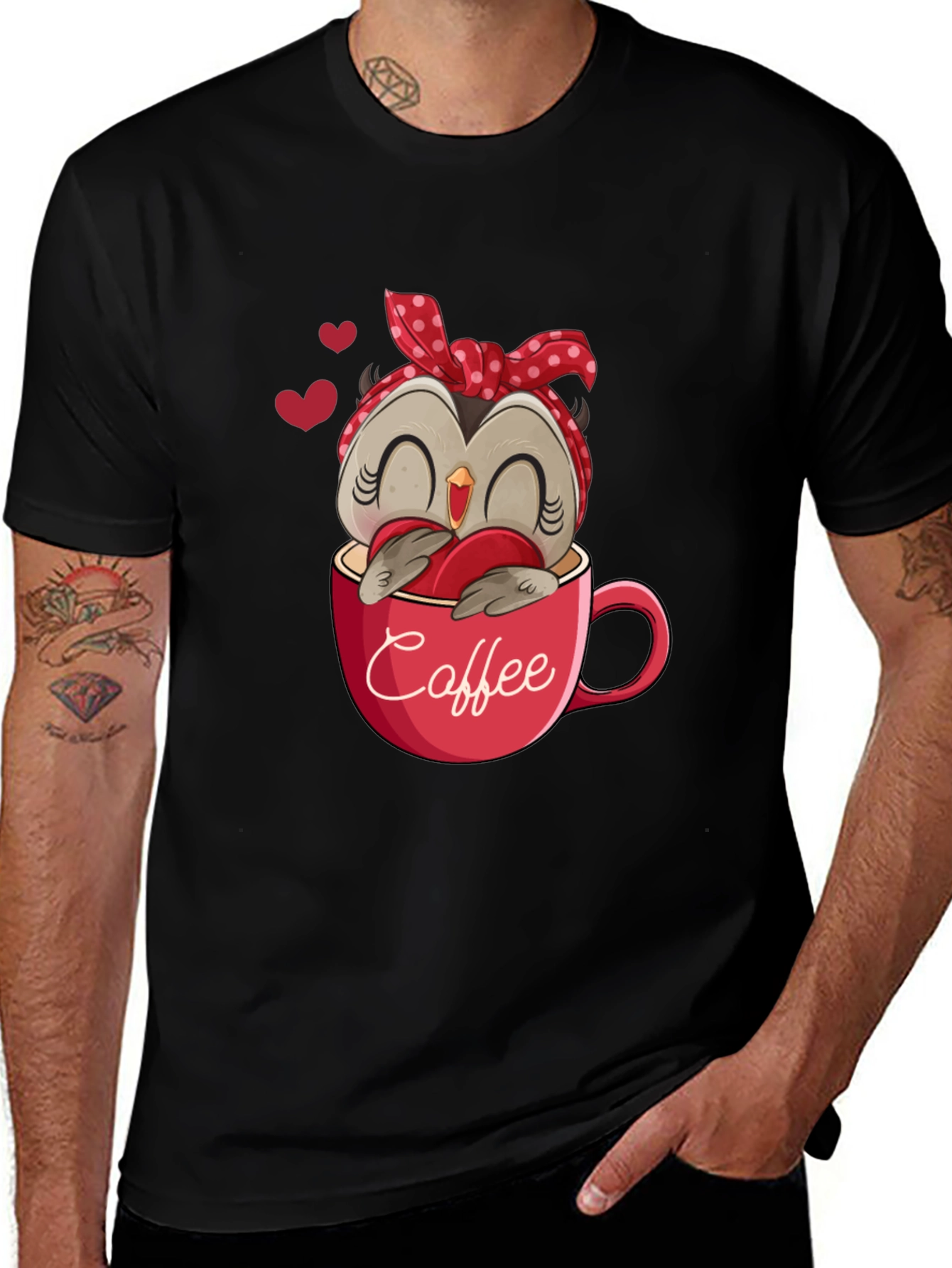 Variant 3 of Owl Coffee Lover T-Shirt - Cute Valentine's Day Design