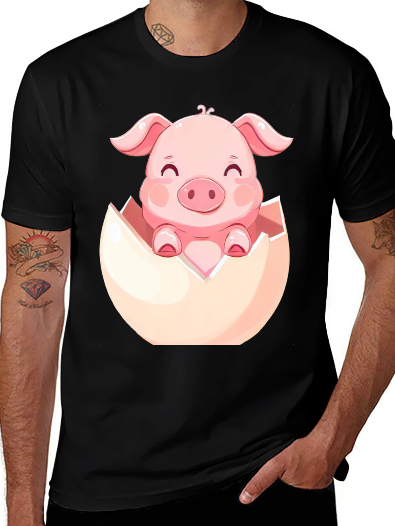 Variant 6 of Cute Pig in Eggshell Graphic Tee