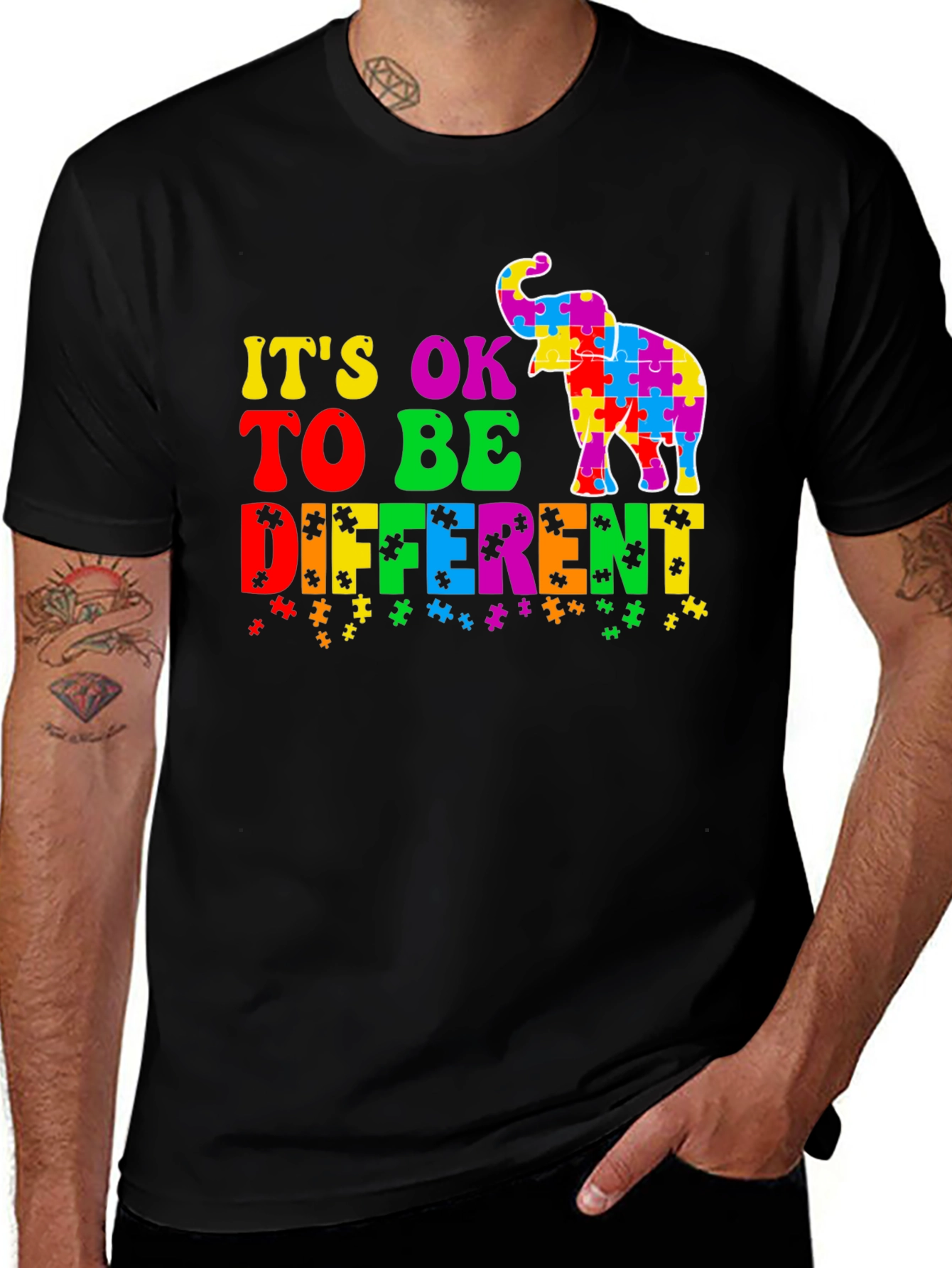 Autism Awareness Elephant T-Shirt - It's OK To Be Different