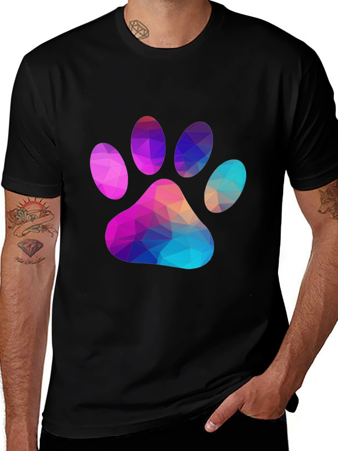 Variant 13 of Geometric Paw Print Tee - Stylish Animal Lover Shirt