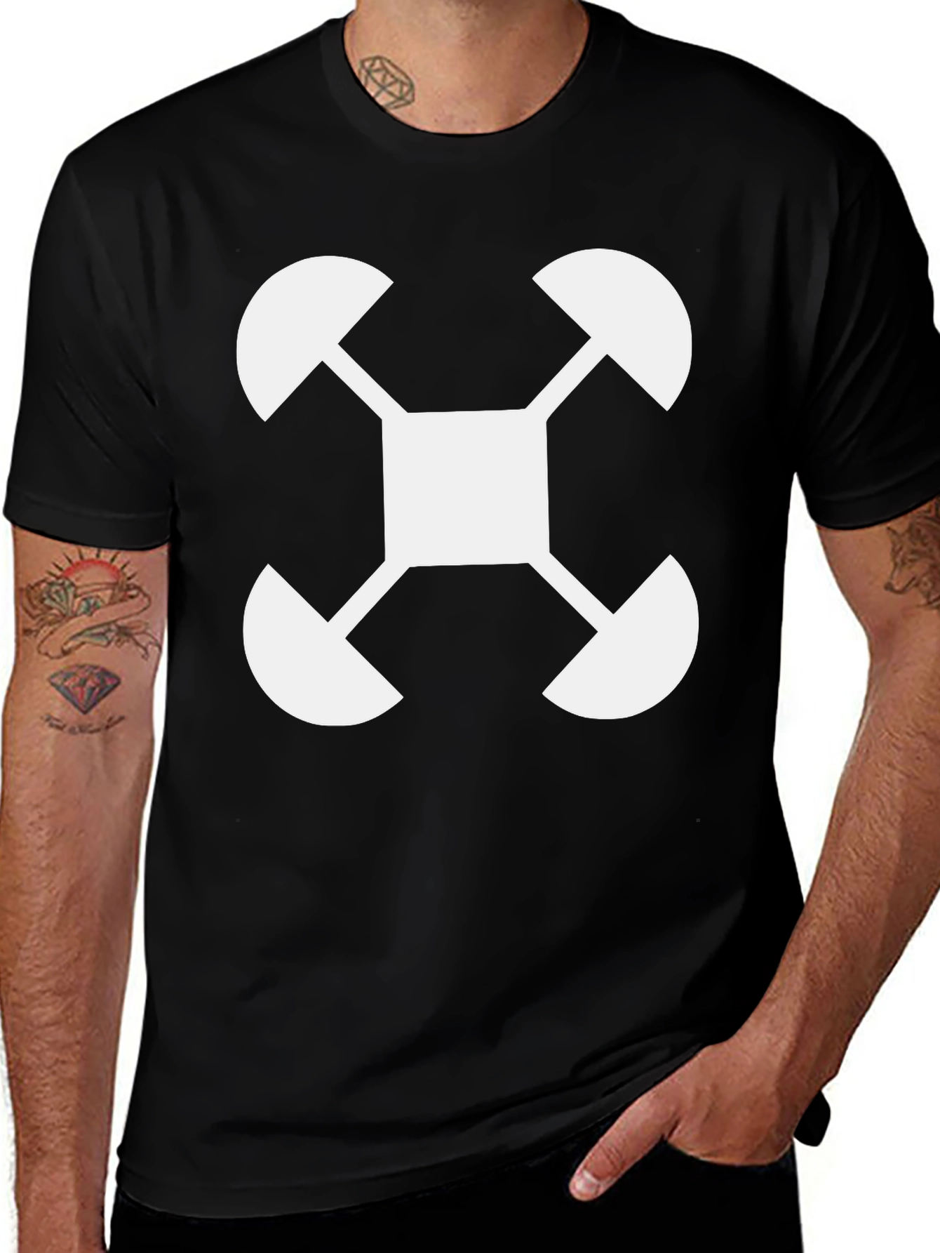 Variant 23 of Abstract Graphic Tee - White Design on Black
