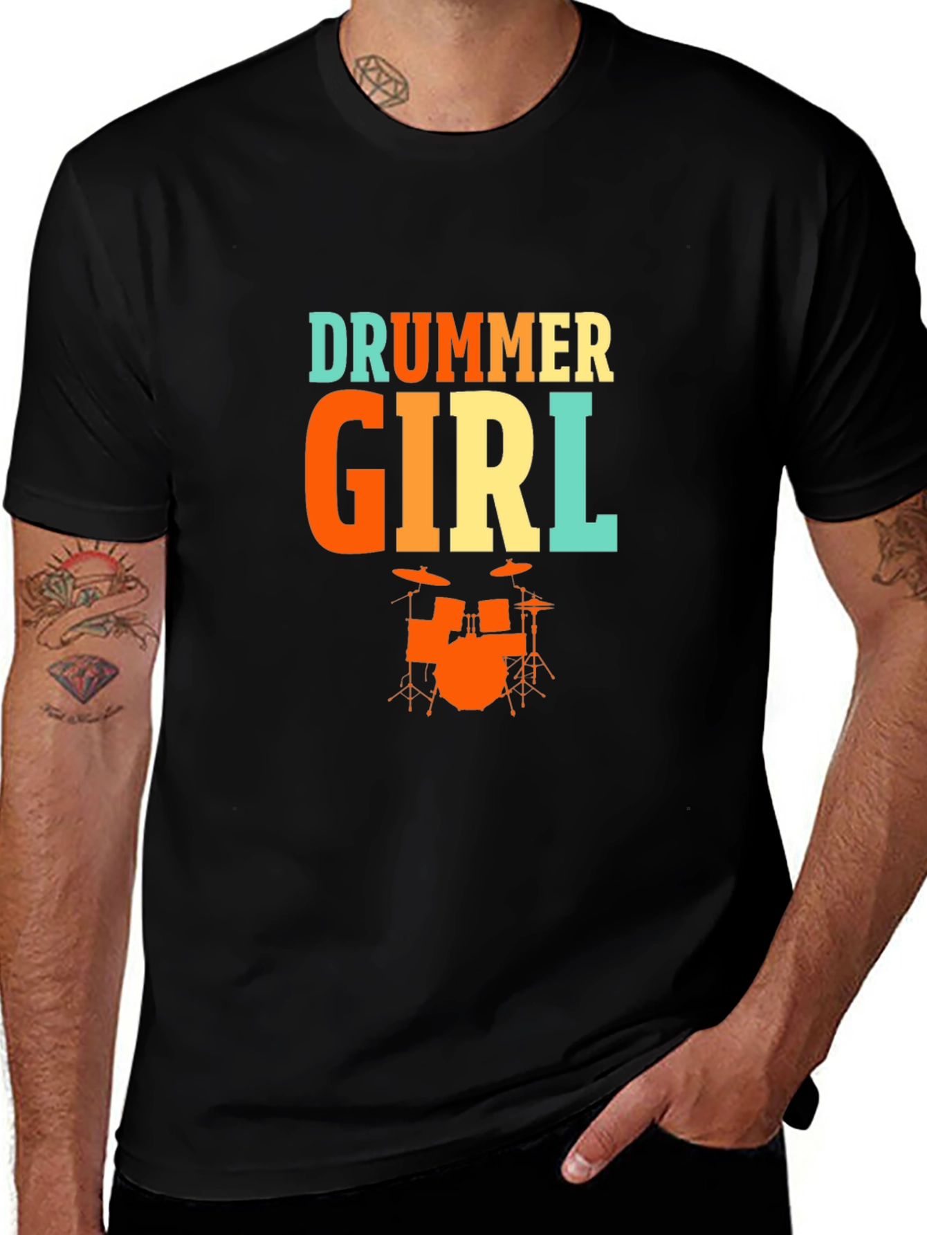 Drummer Girl Graphic Tee - Music Lover T-Shirt