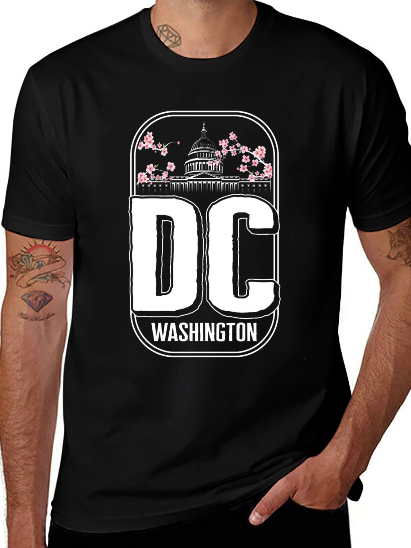 Variant 17 of DC Washington Blossom Graphic Tee - Black