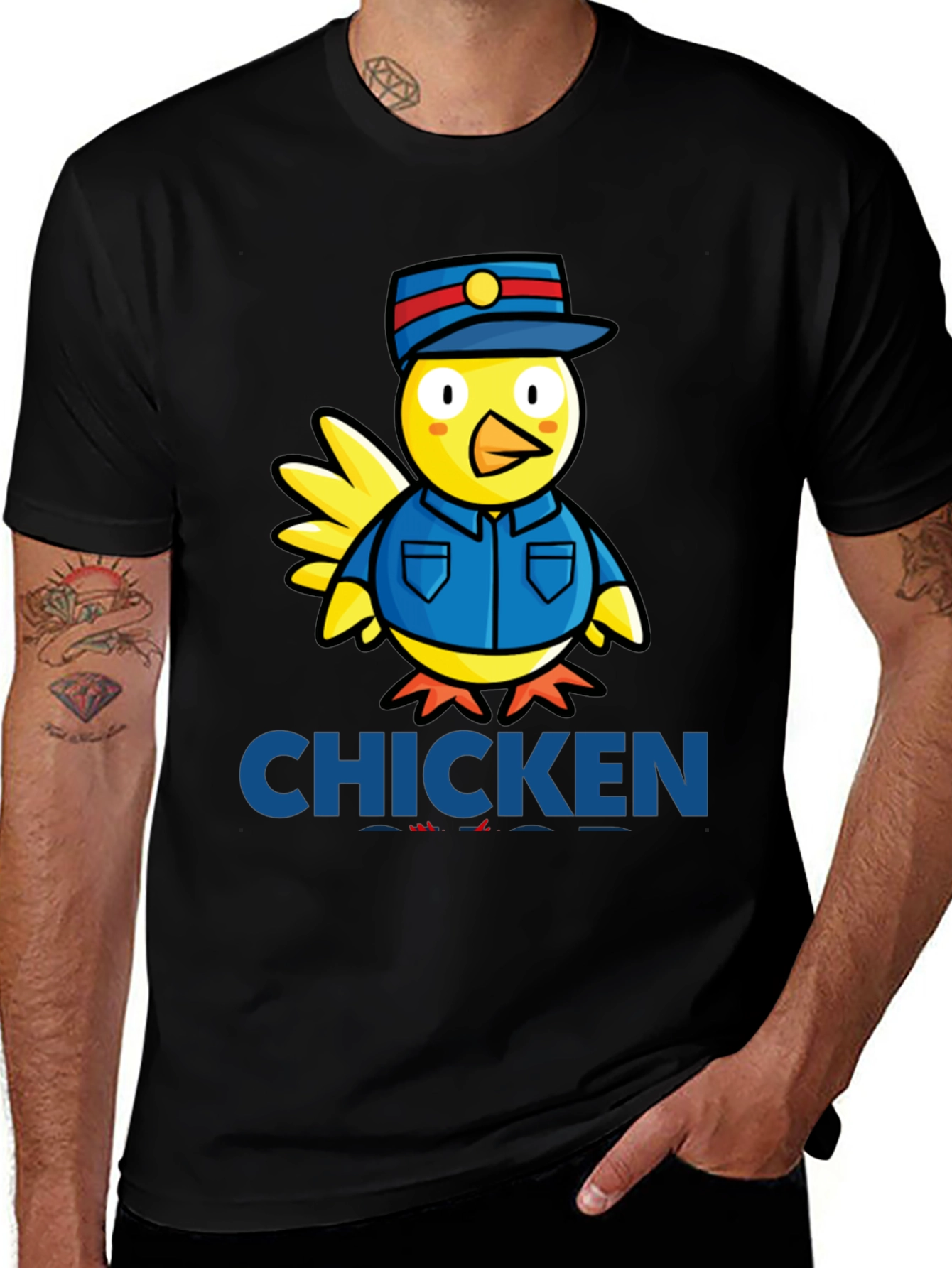 Variant 28 of Chicken Officer Graphic Tee - Funny Cartoon Bird T-Shirt