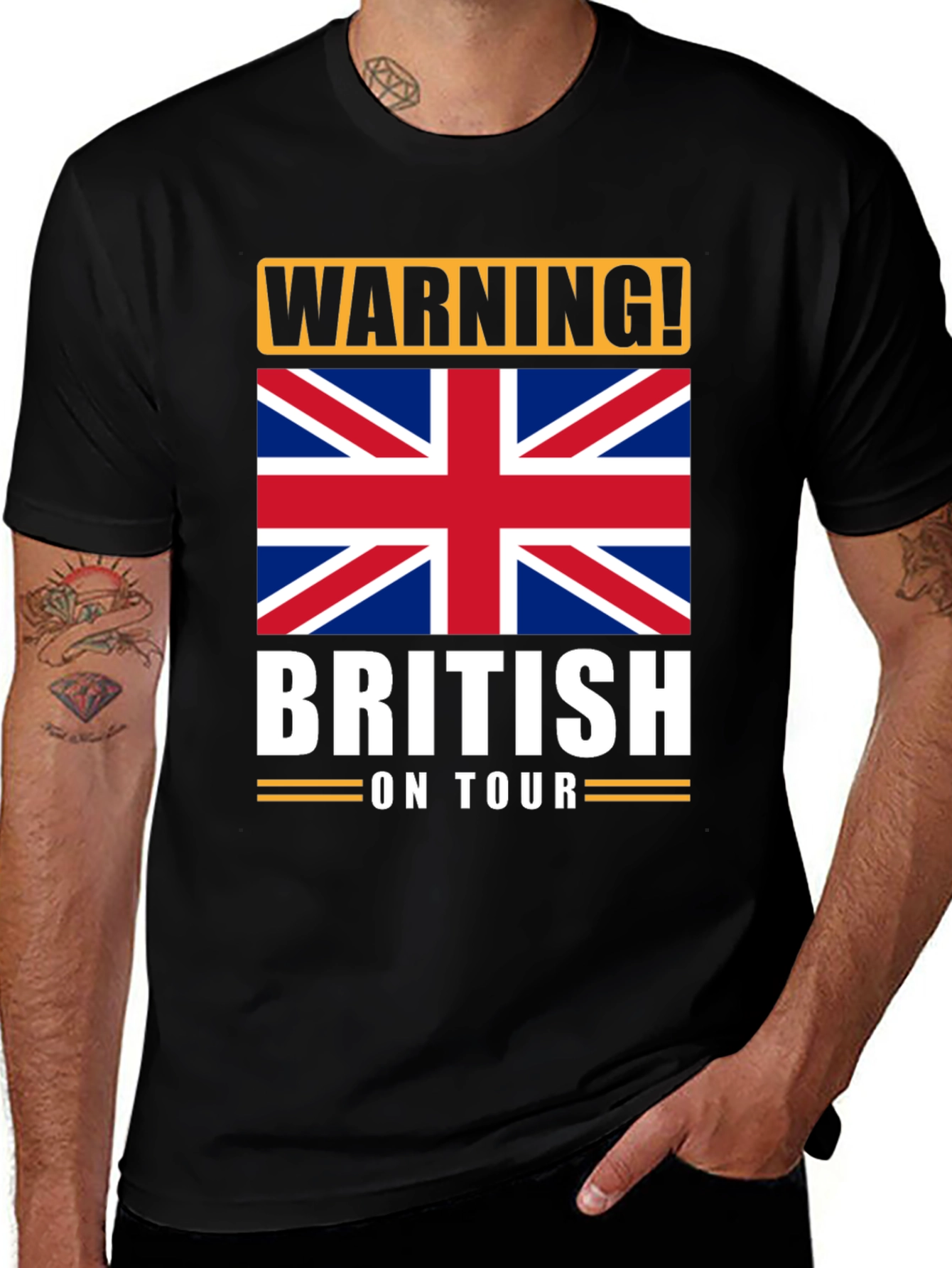 Warning! British On Tour Graphic T-Shirt