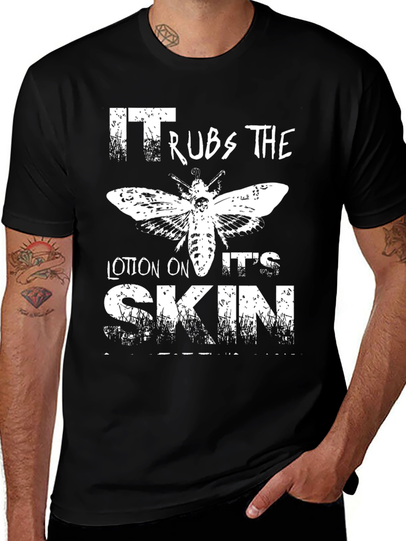 Black It Rubs the Lotion T-Shirt main image