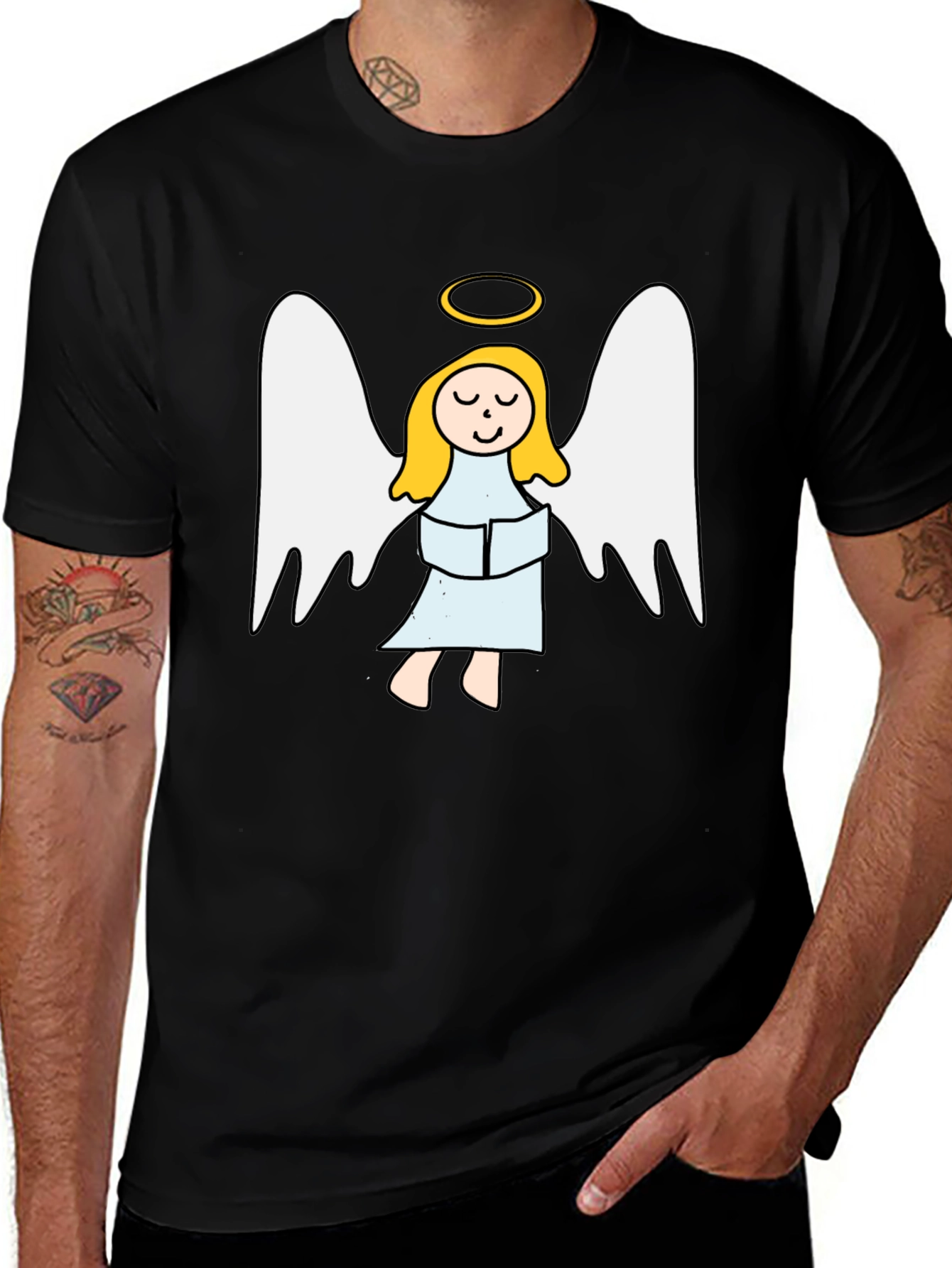 Variant 6 of Angel Graphic Tee - Black Cotton T-Shirt