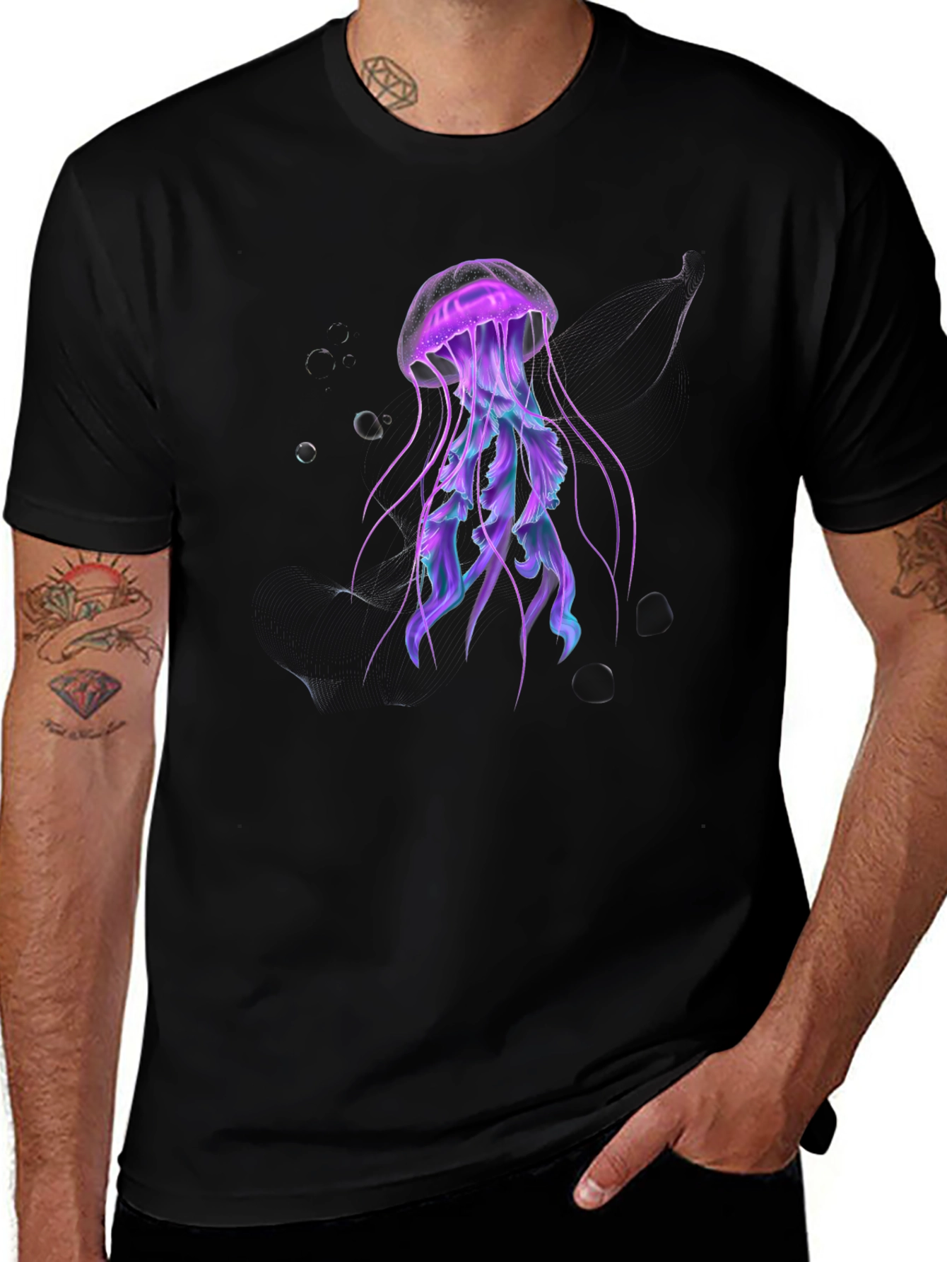 Variant 7 of Jellyfish Graphic Black Tee - Unique Design