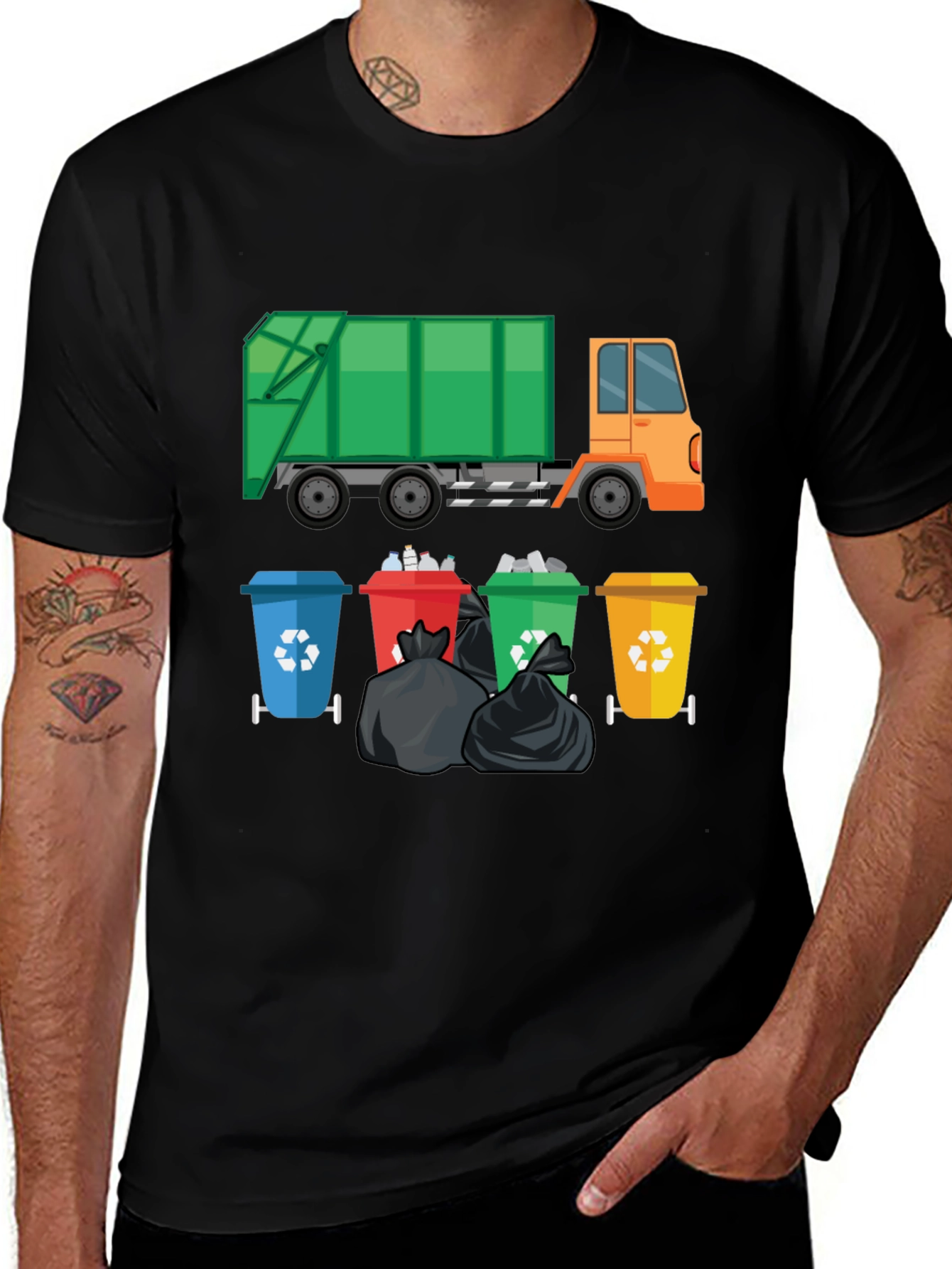 Variant 11 of Garbage Truck & Recycling Bins Graphic T-Shirt
