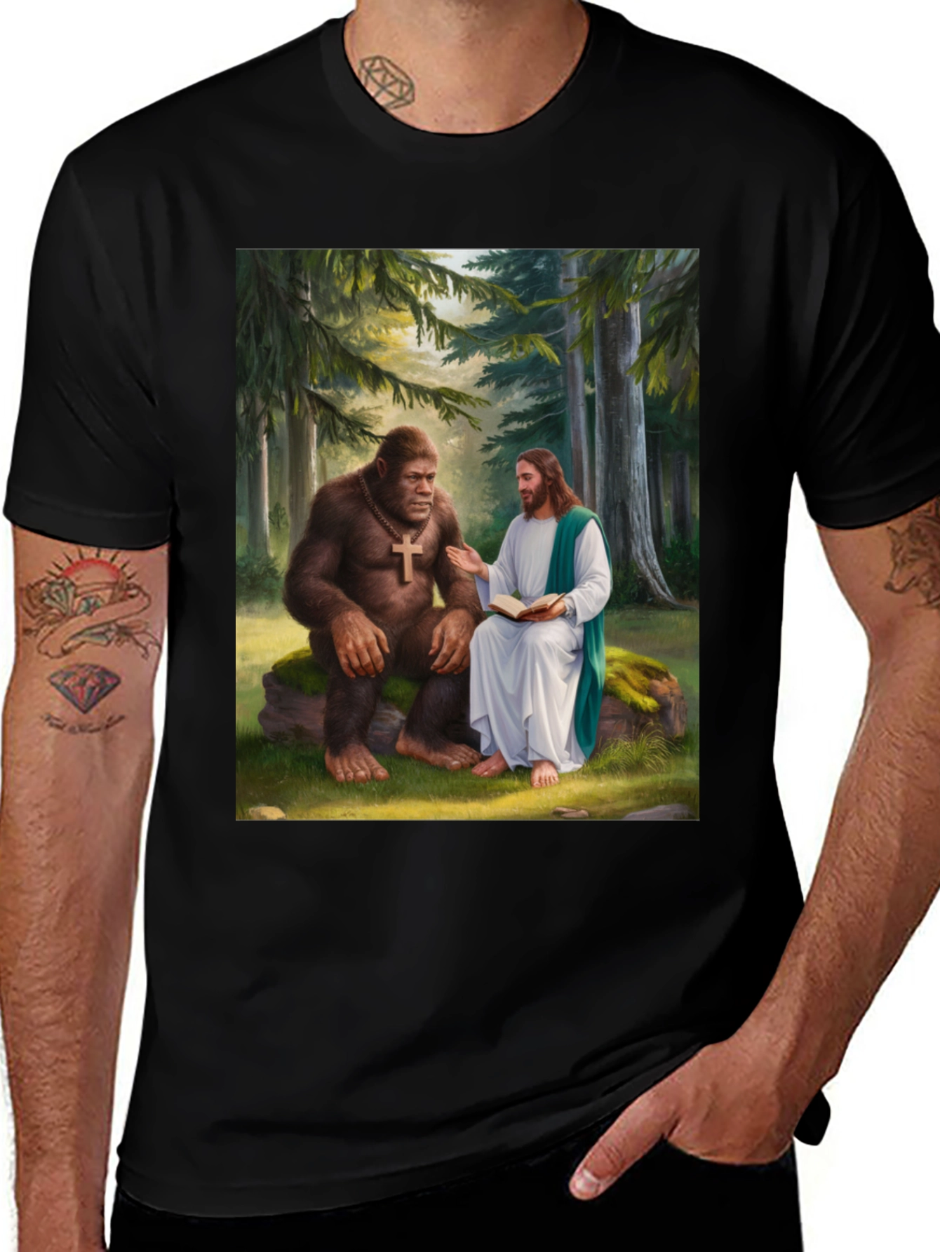 Variant 16 of Bigfoot and Jesus T-Shirt