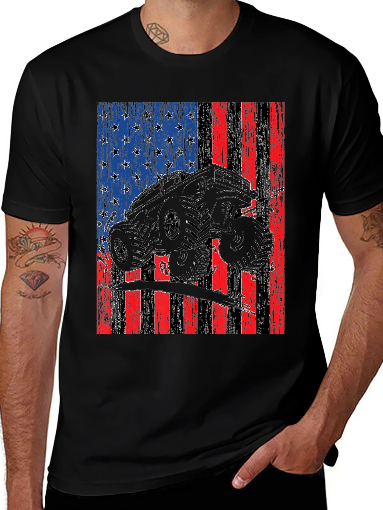 Variant 15 of American Flag Monster Truck Graphic T-Shirt