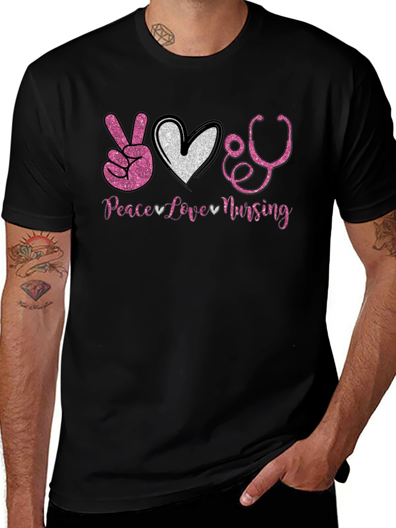 Variant 7 of Peace Love Nursing Graphic T-Shirt