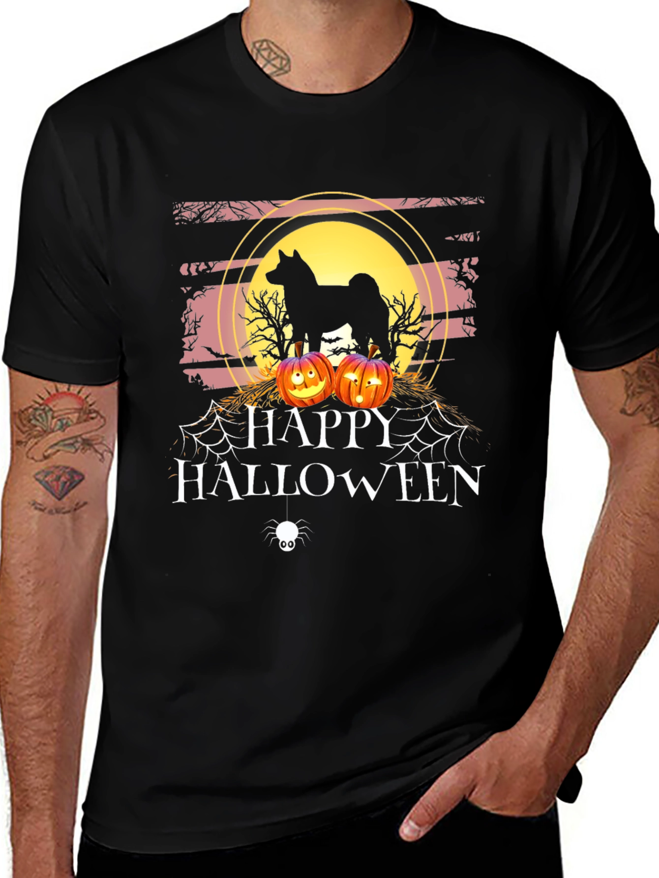 Variant 20 of Happy Halloween Dog Silhouette T-Shirt