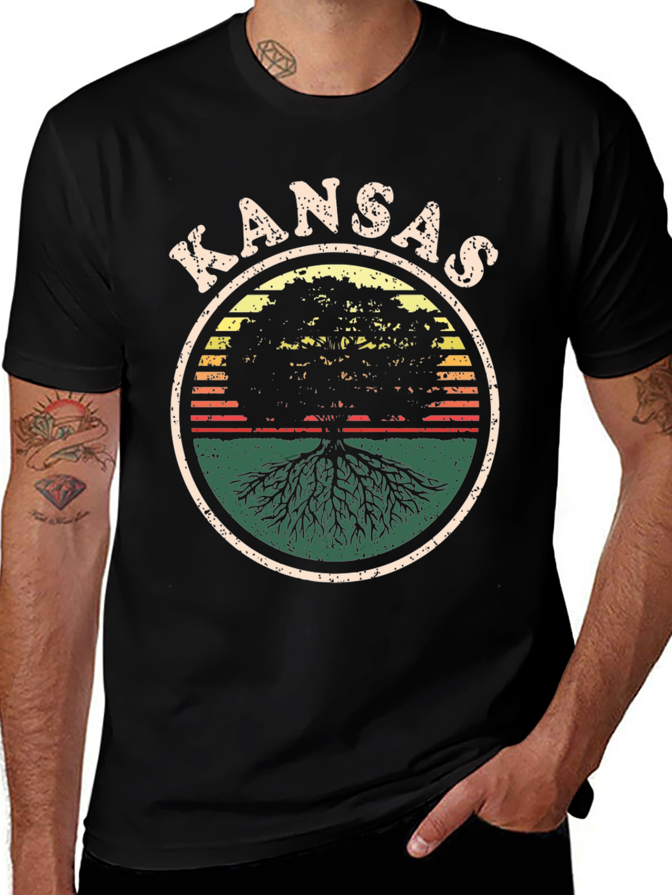 Kansas Tree Roots Graphic Tee - Unisex Black T-Shirt