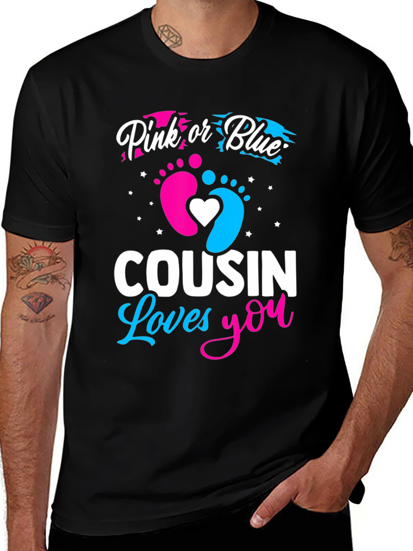 Variant 9 of Pink or Blue Cousin Loves You Gender Reveal T-Shirt