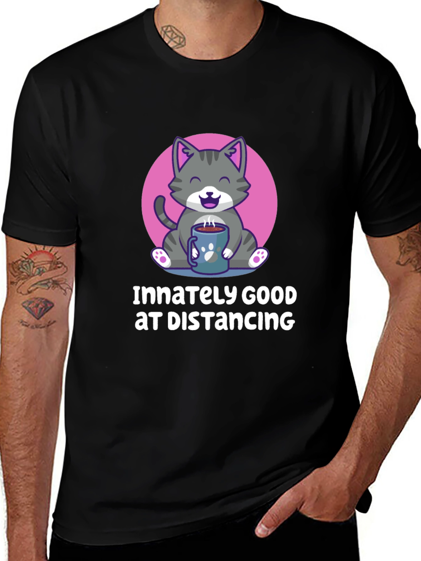 Variant 5 of Cat Social Distancing T-Shirt