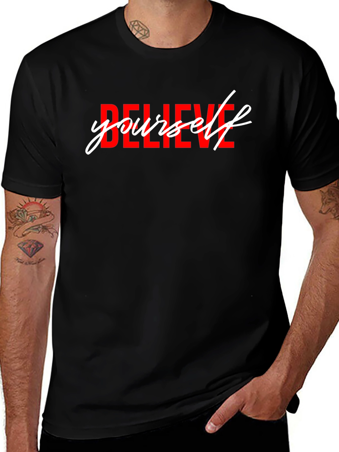 Variant 12 of Believe in Yourself Graphic Tee - Black T-Shirt