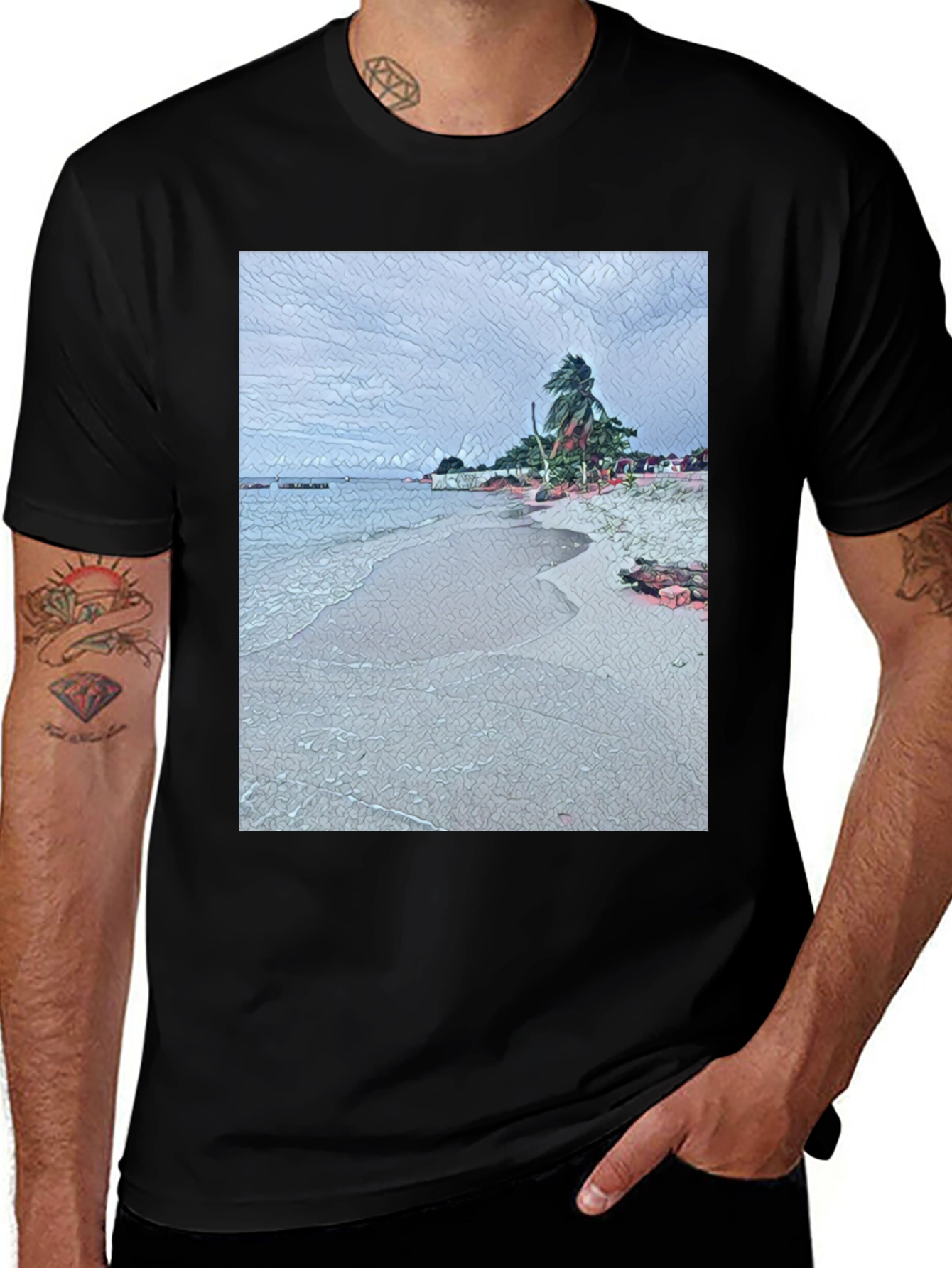 Beach Scene Graphic Tee - Island Vibes