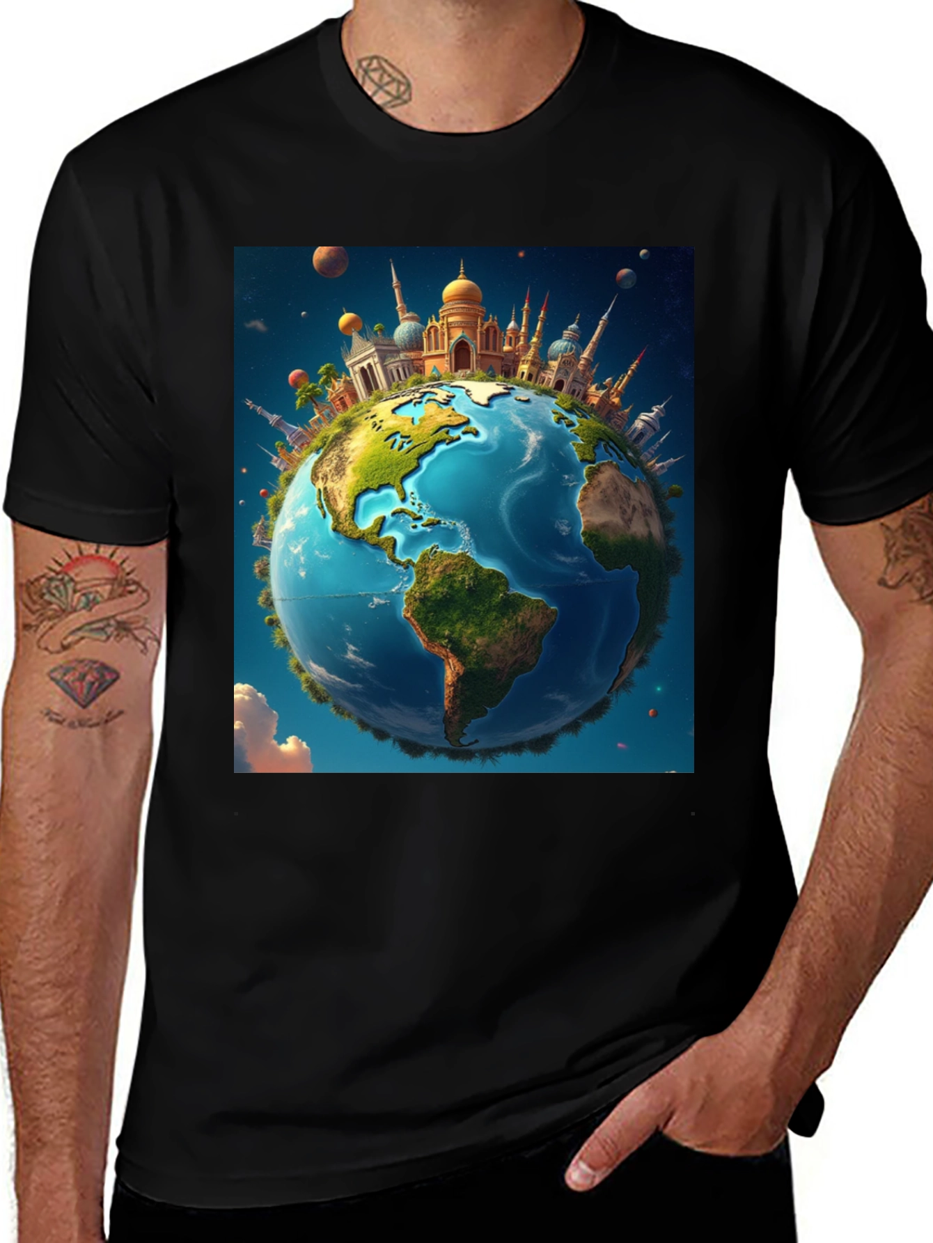 World Landmark Globe Graphic Tee