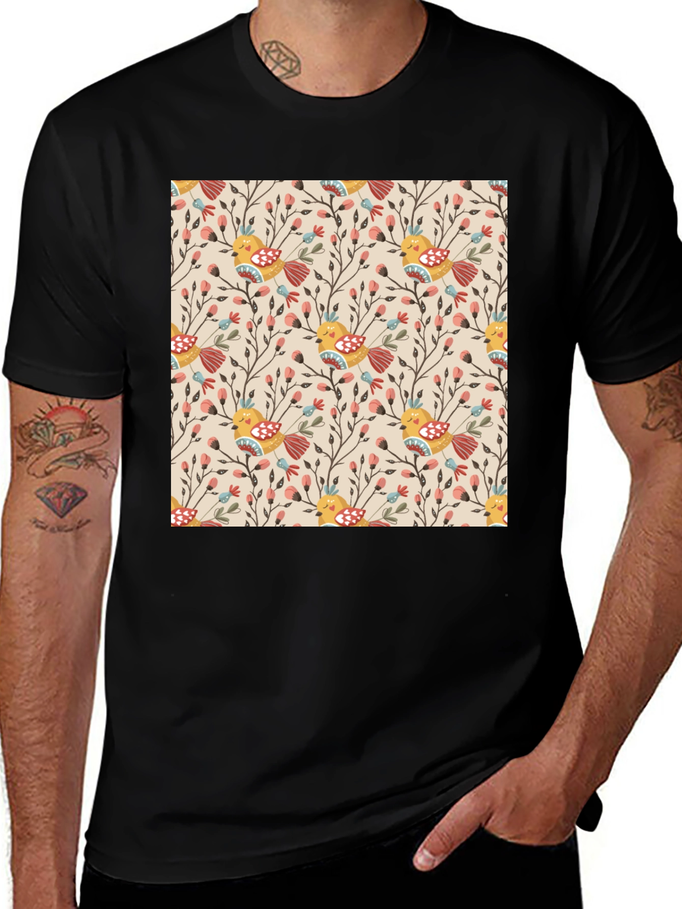 Variant 16 of Bird & Floral Pattern Tee