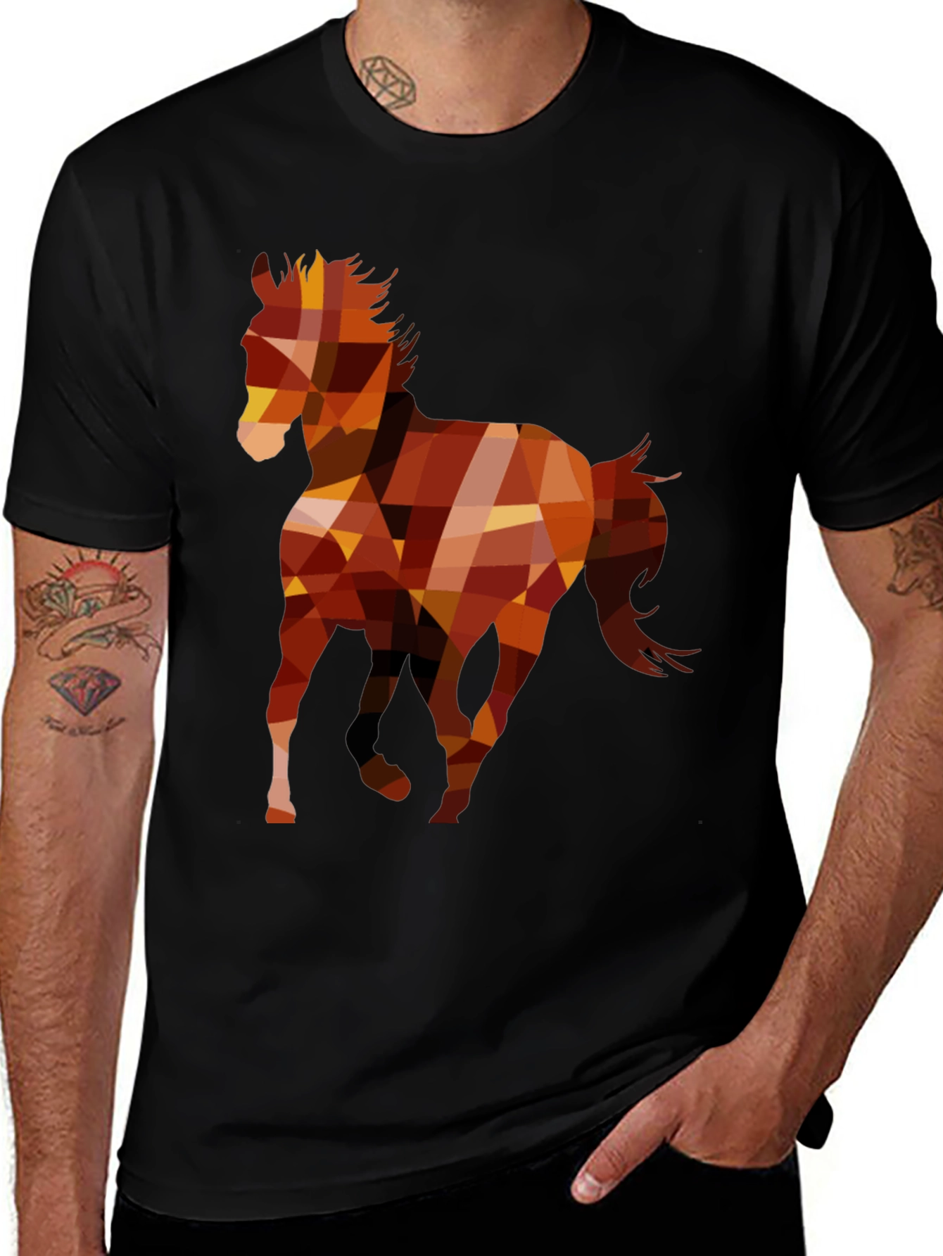 Variant 13 of Geometric Horse Graphic Tee - Black