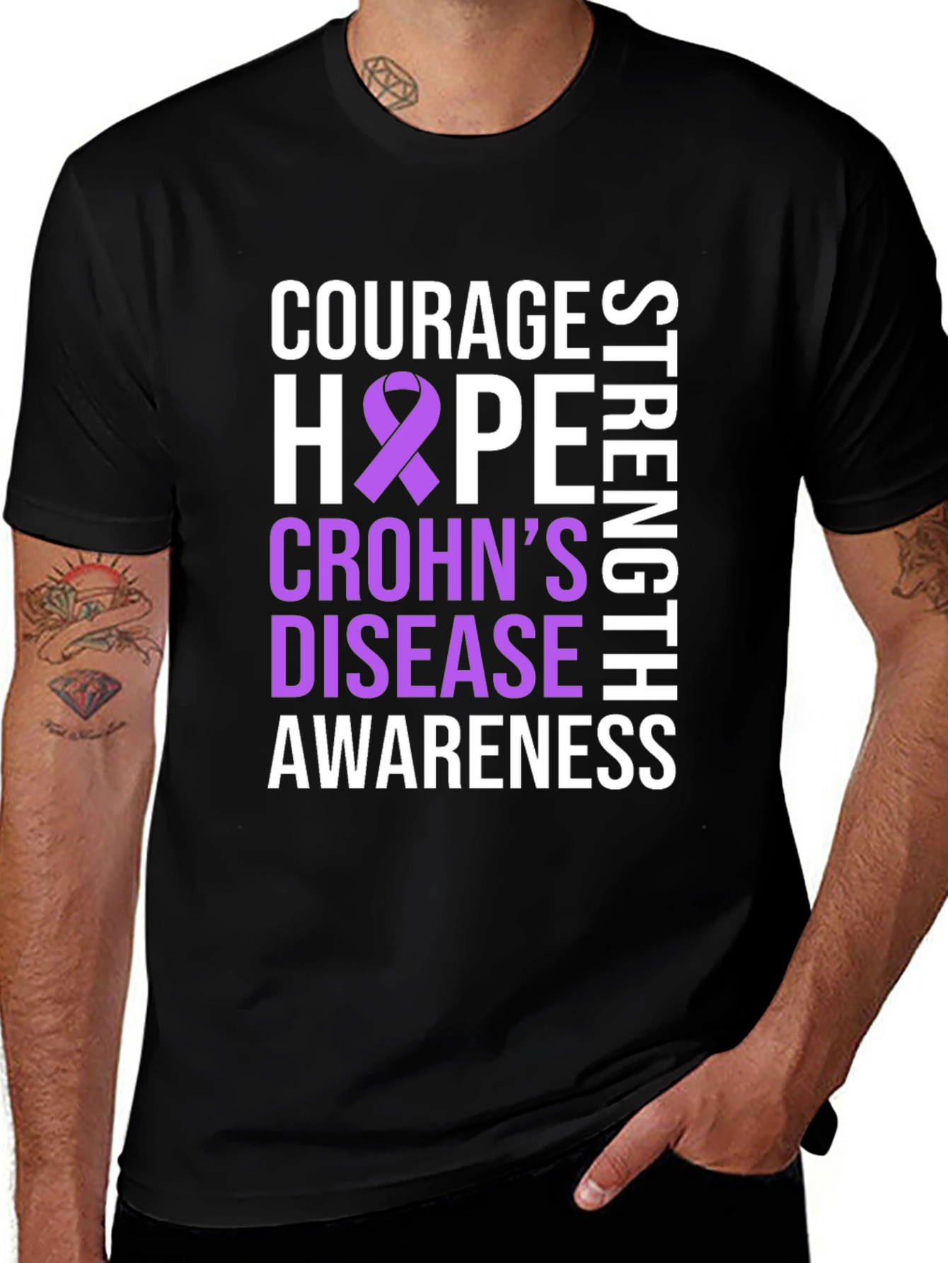 Crohn's Disease Awareness T-Shirt - Courage, Hope, Strength