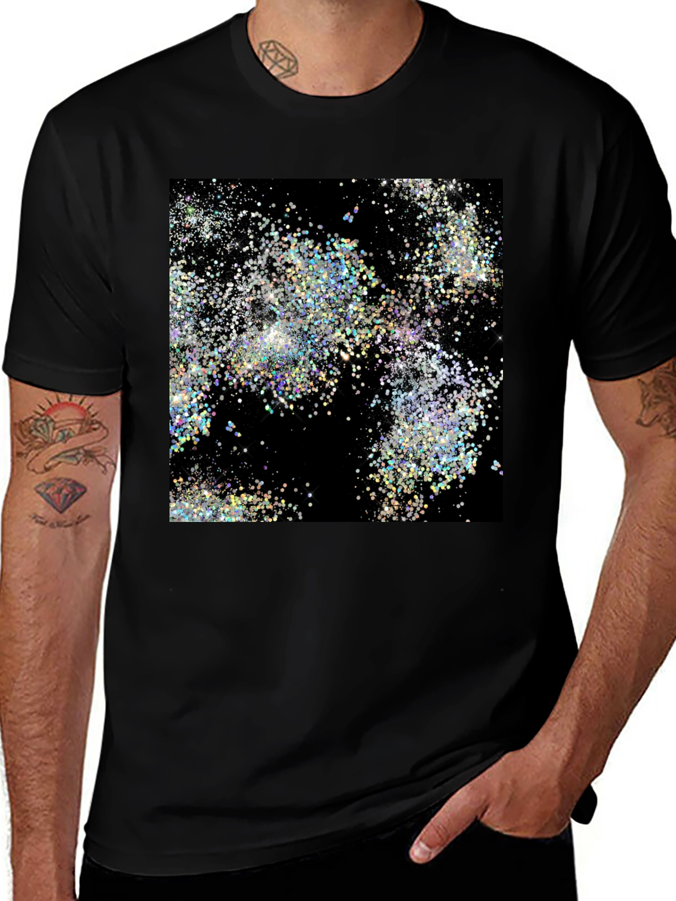 Variant 28 of Galaxy Glitter Black T-Shirt