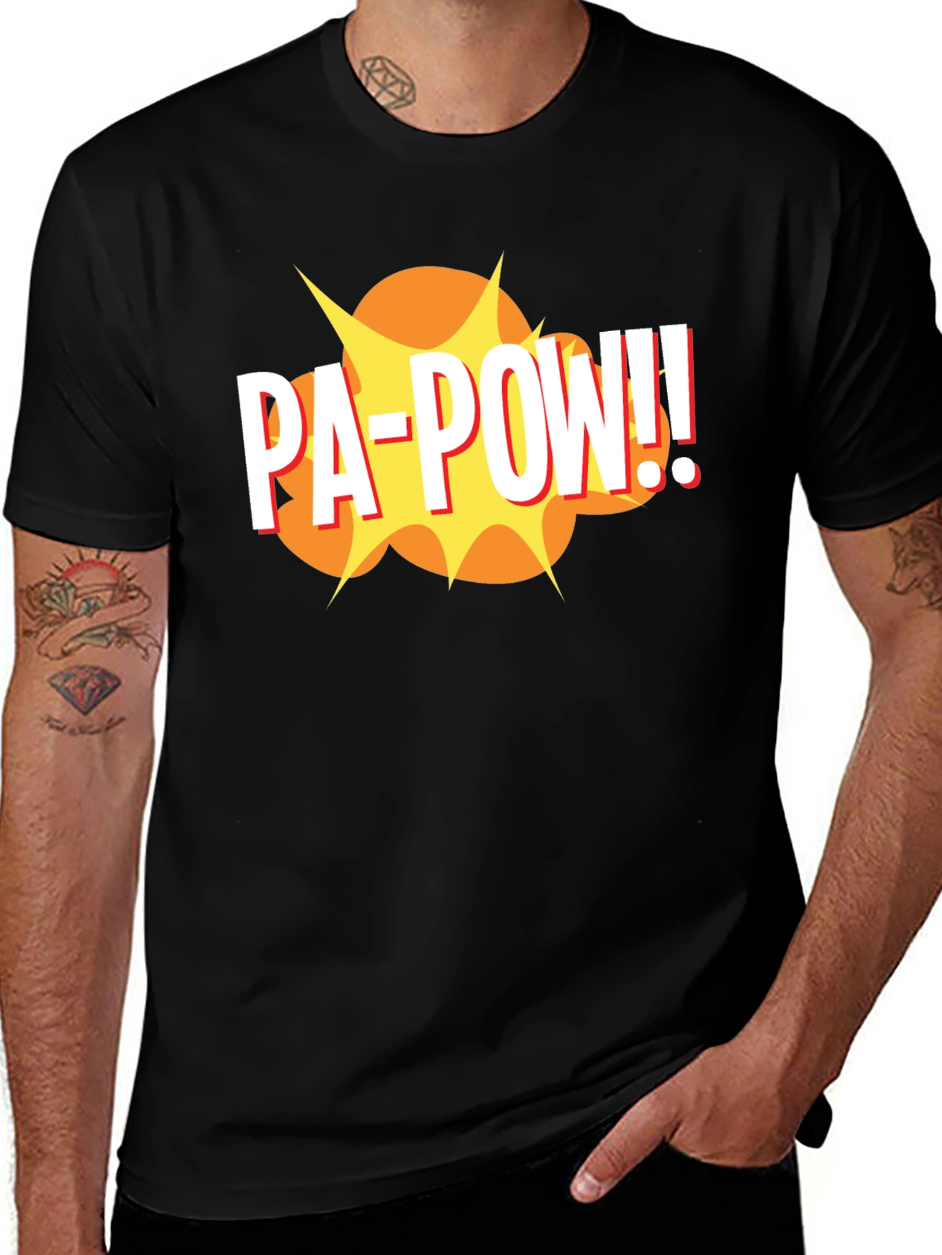 Black PA-POW!! Graphic T-Shirt - Black Comic Book Style Tee main image