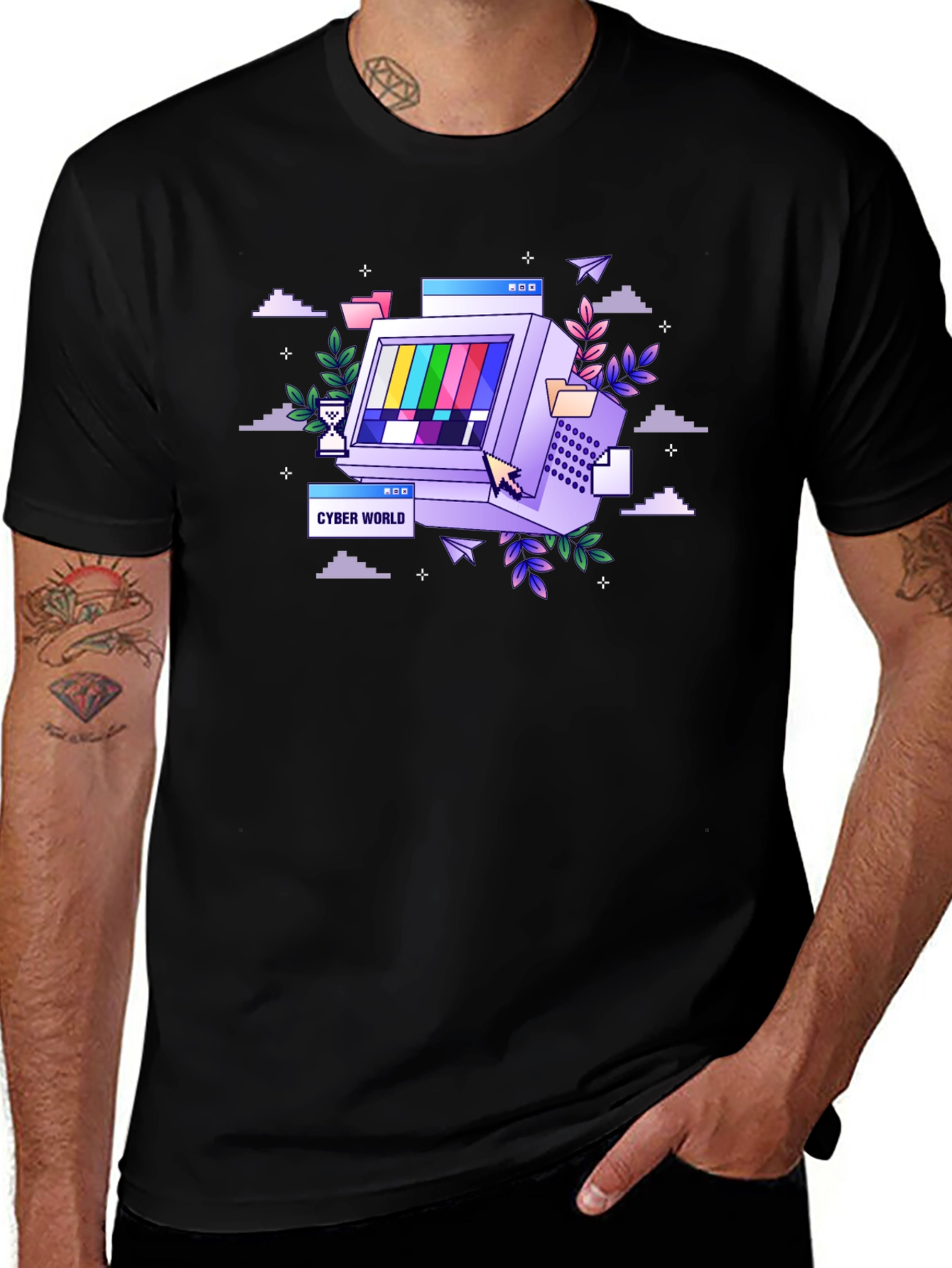 Variant 18 of Cyber World Graphic Tee - Retro Computer Design