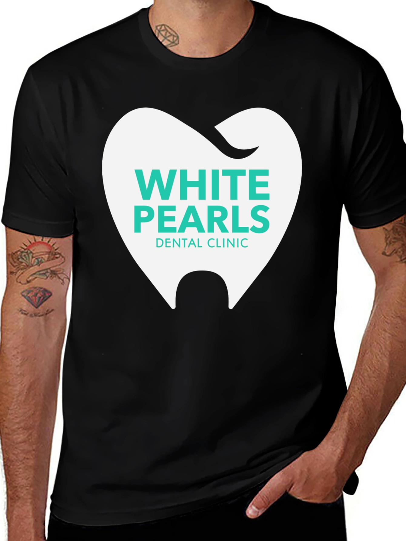 Variant 15 of White Pearls Dental Clinic T-Shirt - Black