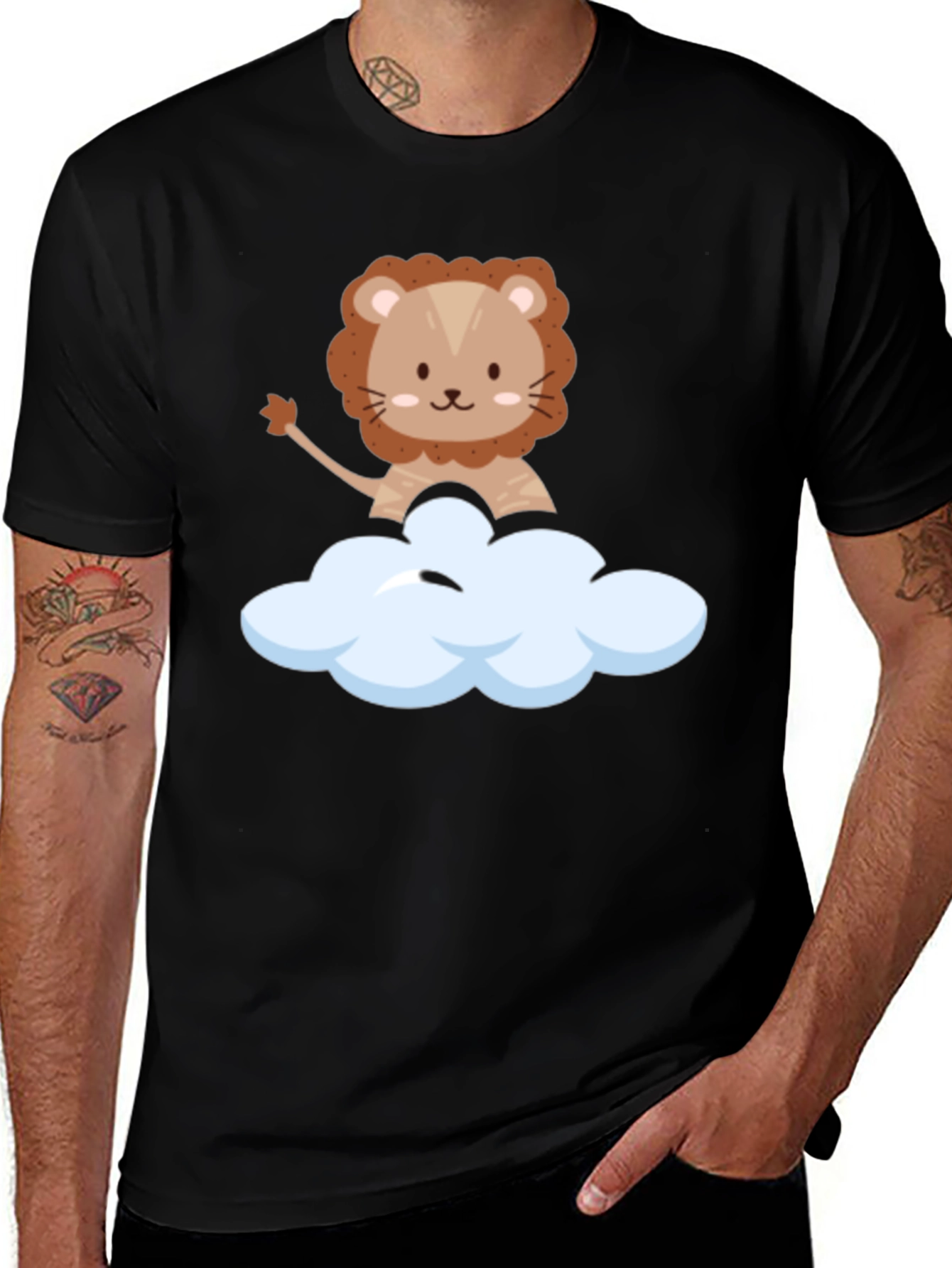 Variant 13 of Cute Lion Cloud T-Shirt - Black