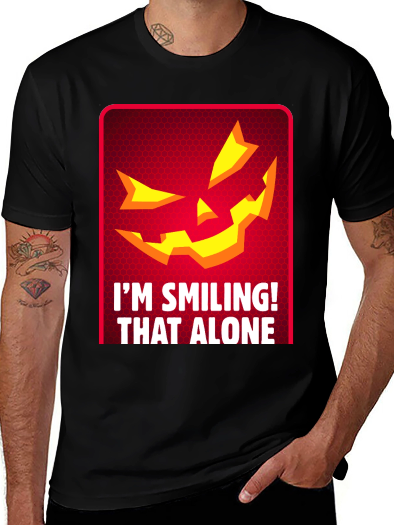 Smiling Jack-o'-Lantern Graphic T-Shirt
