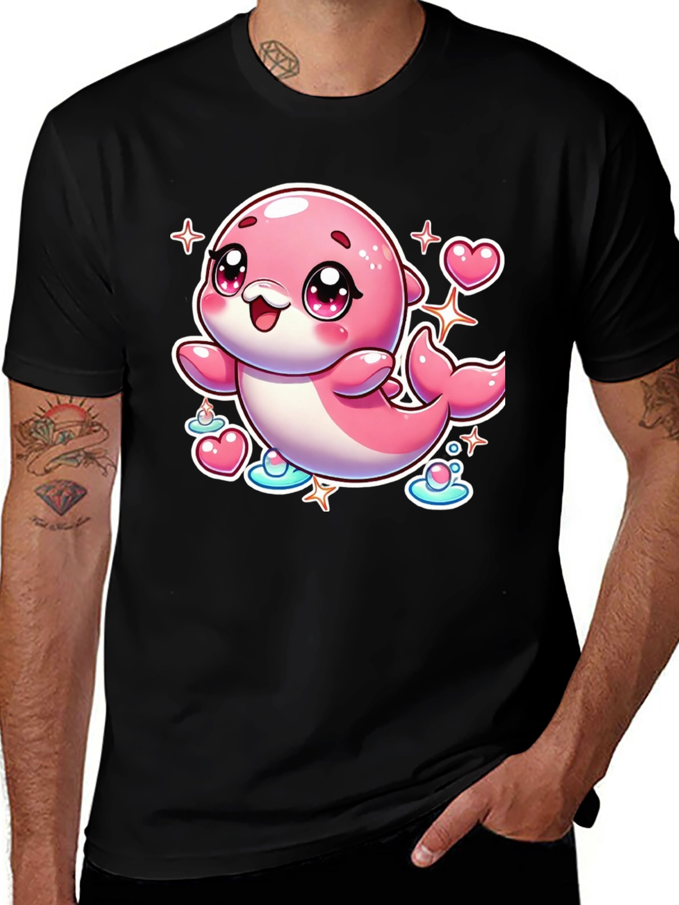 Variant 23 of Cute Pink Dolphin Graphic Tee