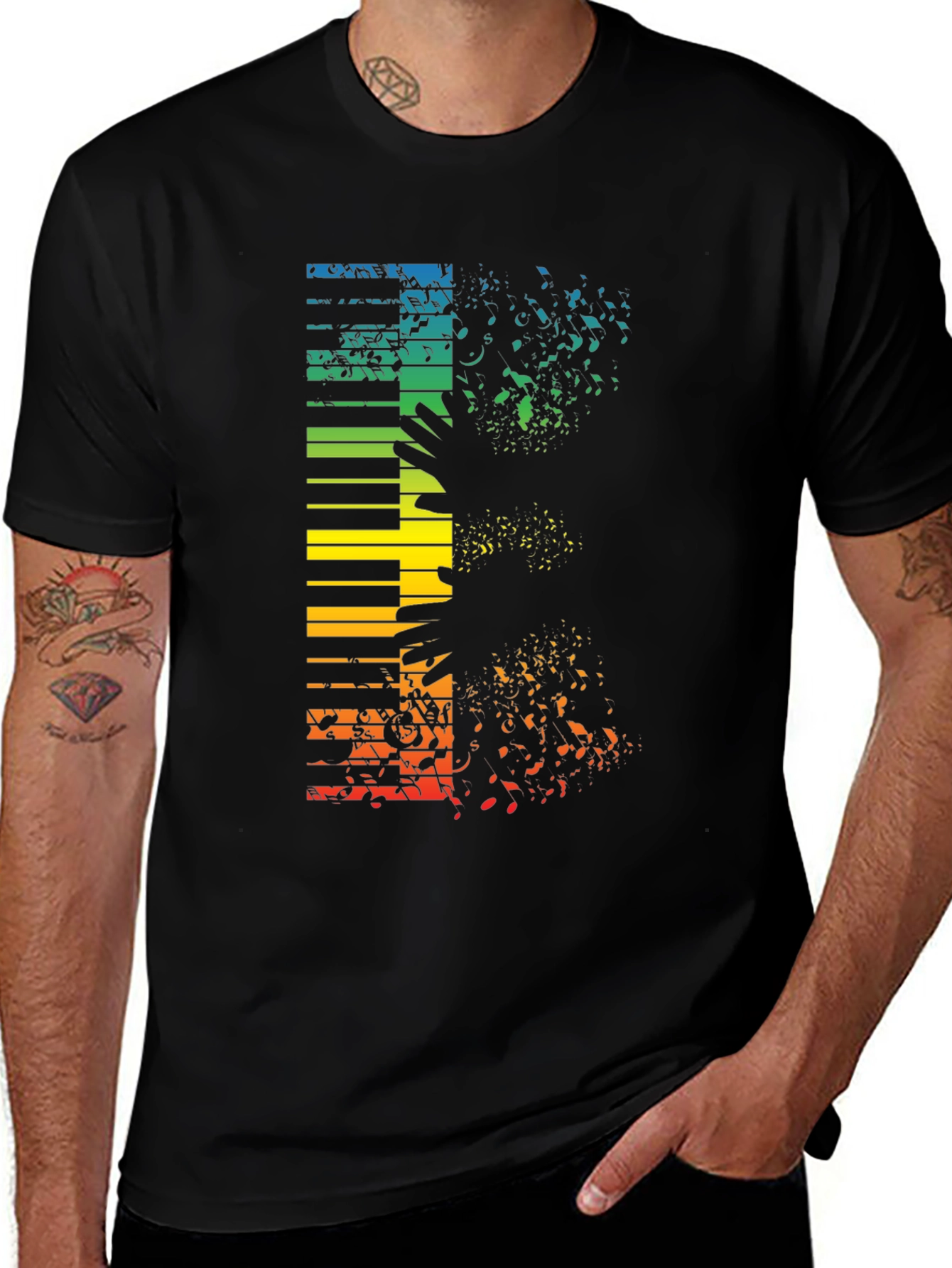Variant 19 of Rainbow Piano Keys Music Notes Graphic T-Shirt