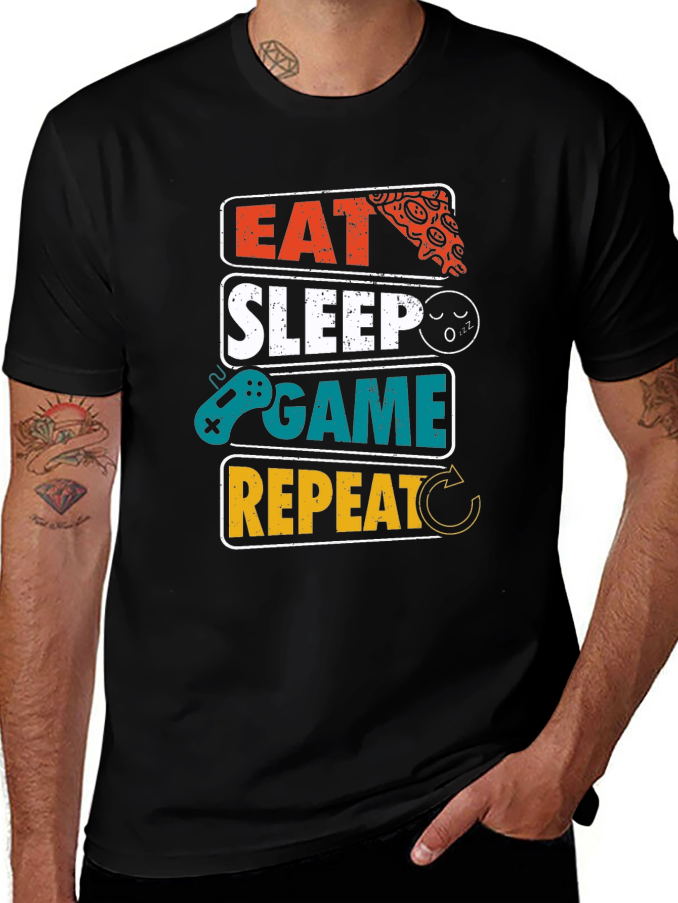 Variant 28 of Eat Sleep Game Repeat Graphic T-Shirt