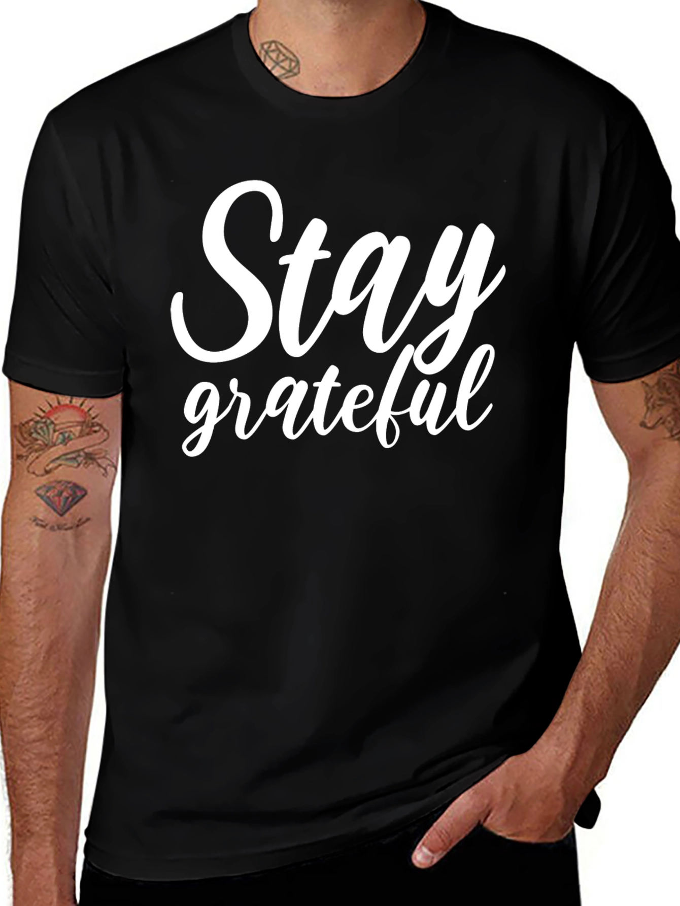 Variant 18 of Stay Grateful Graphic T-Shirt - Inspirational Message Tee
