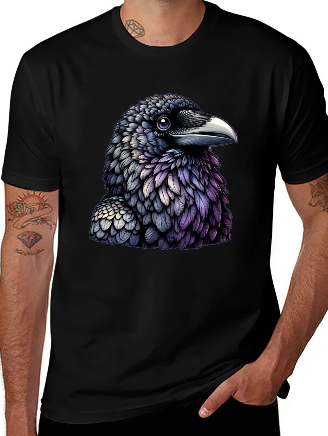 Variant 26 of Raven Graphic Tee - Men's Black Crow T-Shirt