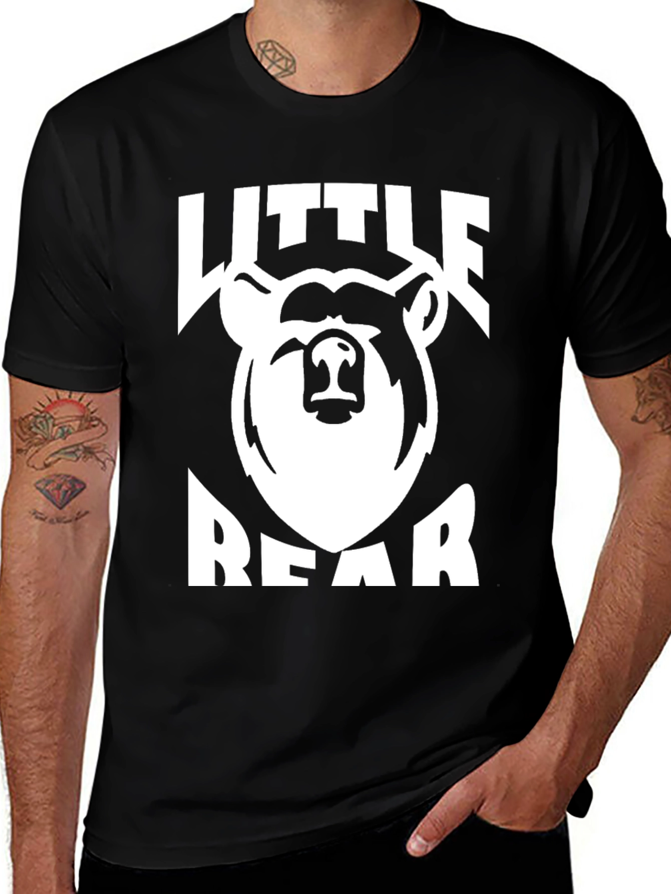 Variant 20 of Little Bear Graphic Tee - Black Cotton T-Shirt