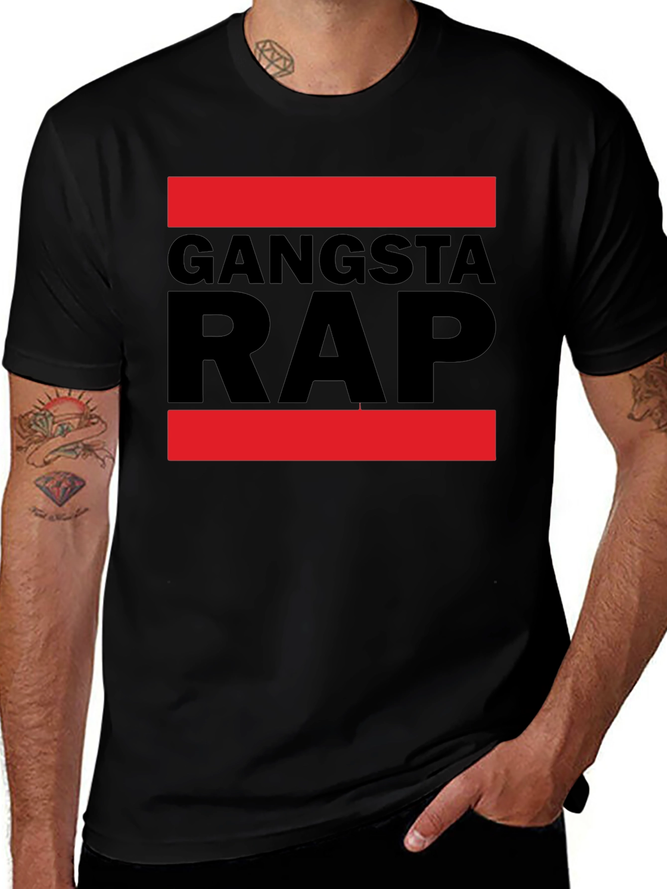 Variant 25 of Gangsta Rap Graphic Tee - Black Cotton Blend