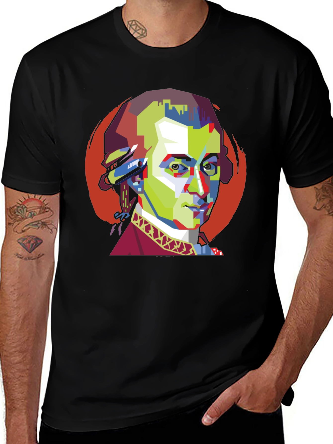 Mozart Pop Art Black T-Shirt
