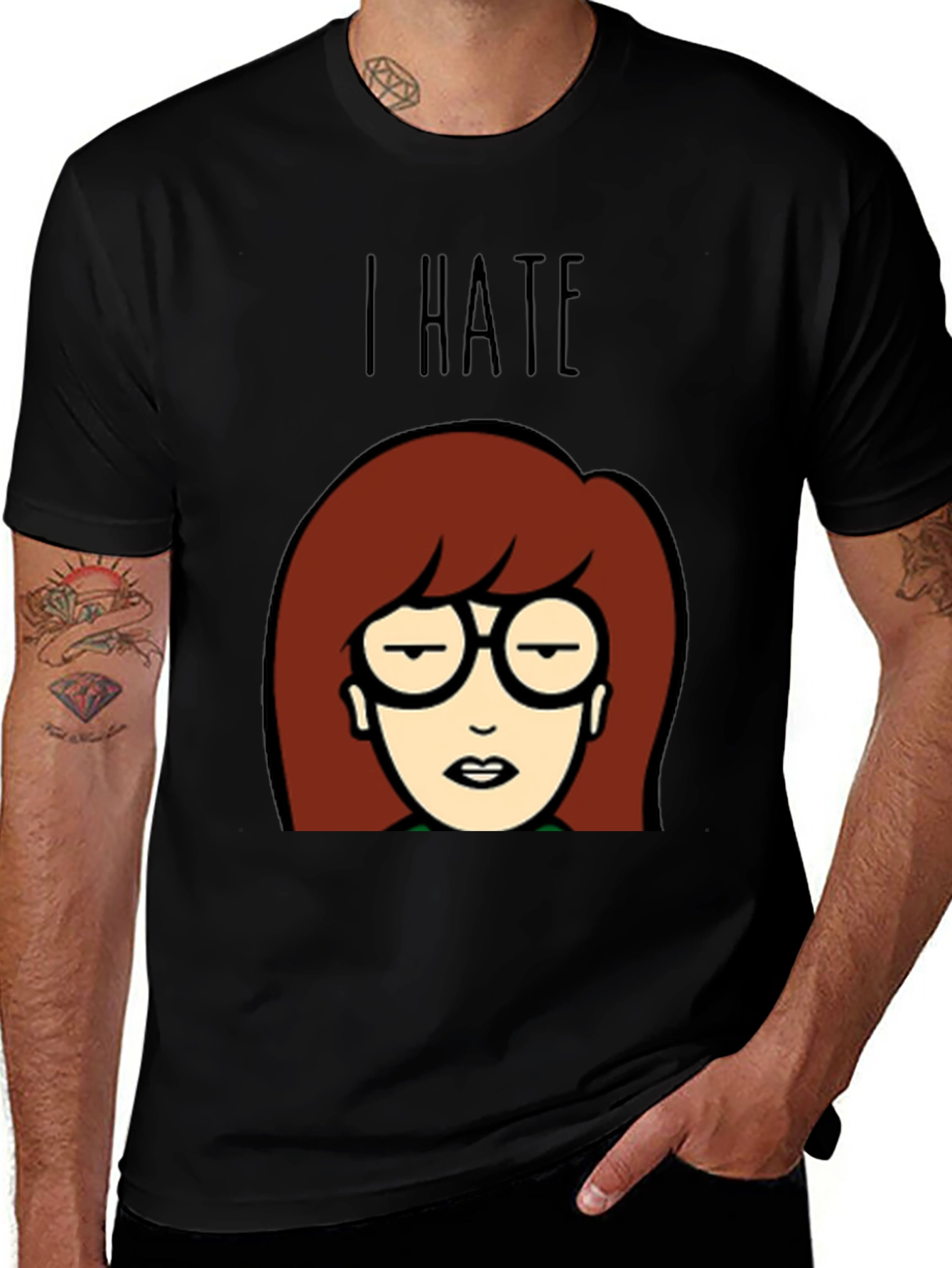 Variant 5 of I Hate Daria Cartoon Graphic Tee - Black