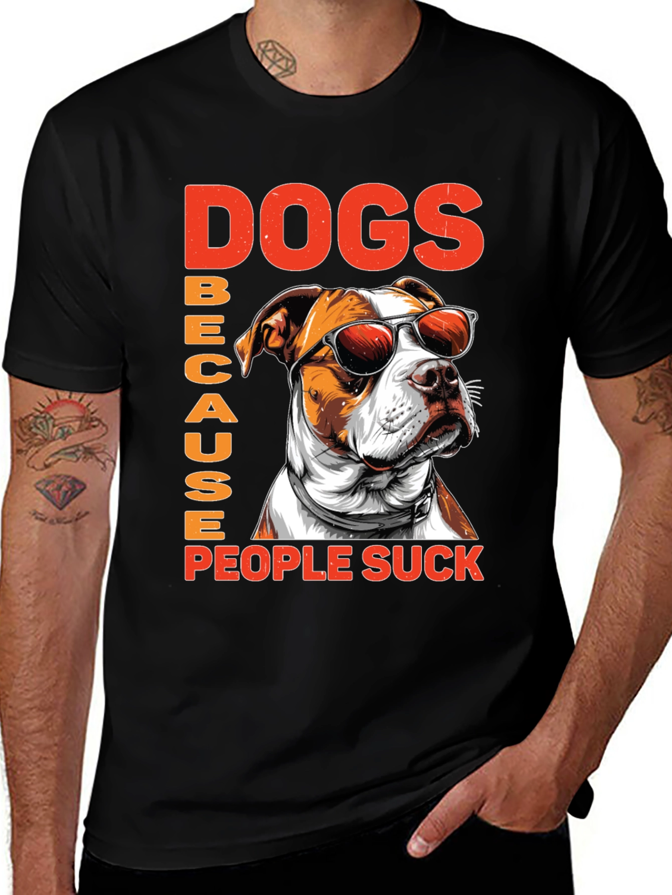 Black Dogs Because People Suck Graphic Tee main image