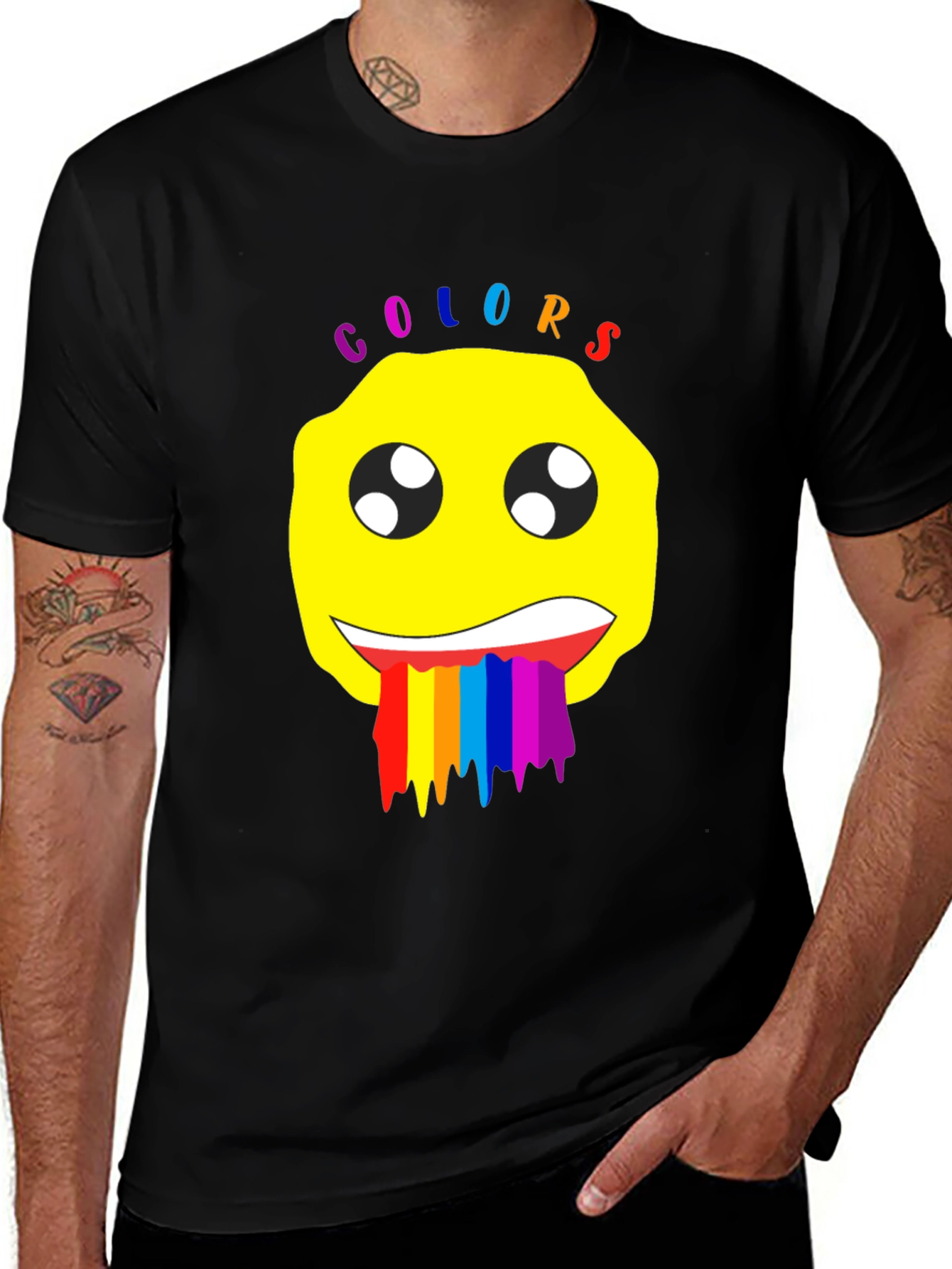 Variant 20 of Colorful Colors Emoji Graphic Black T-Shirt