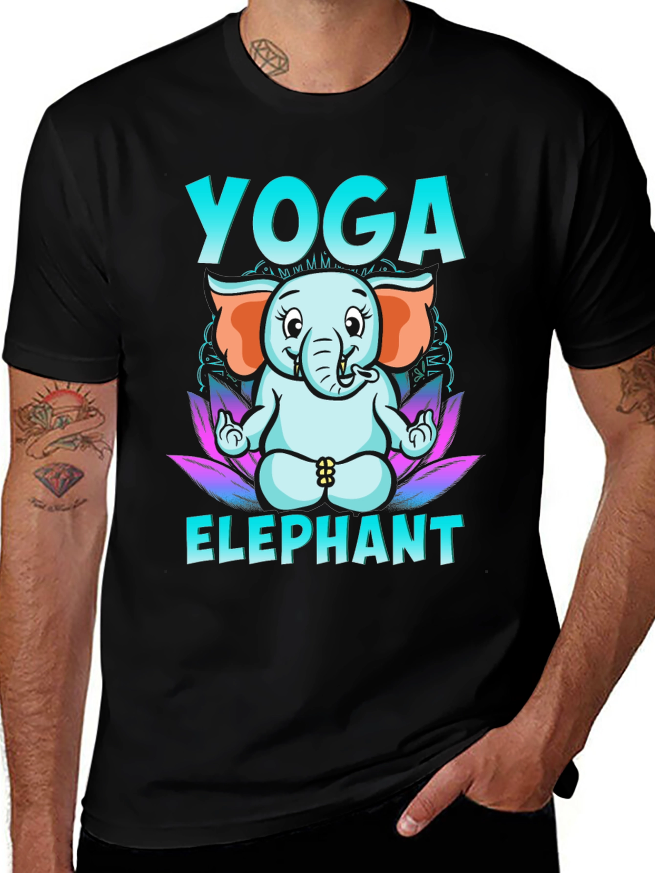 Variant 11 of Yoga Elephant Graphic Tee - Black