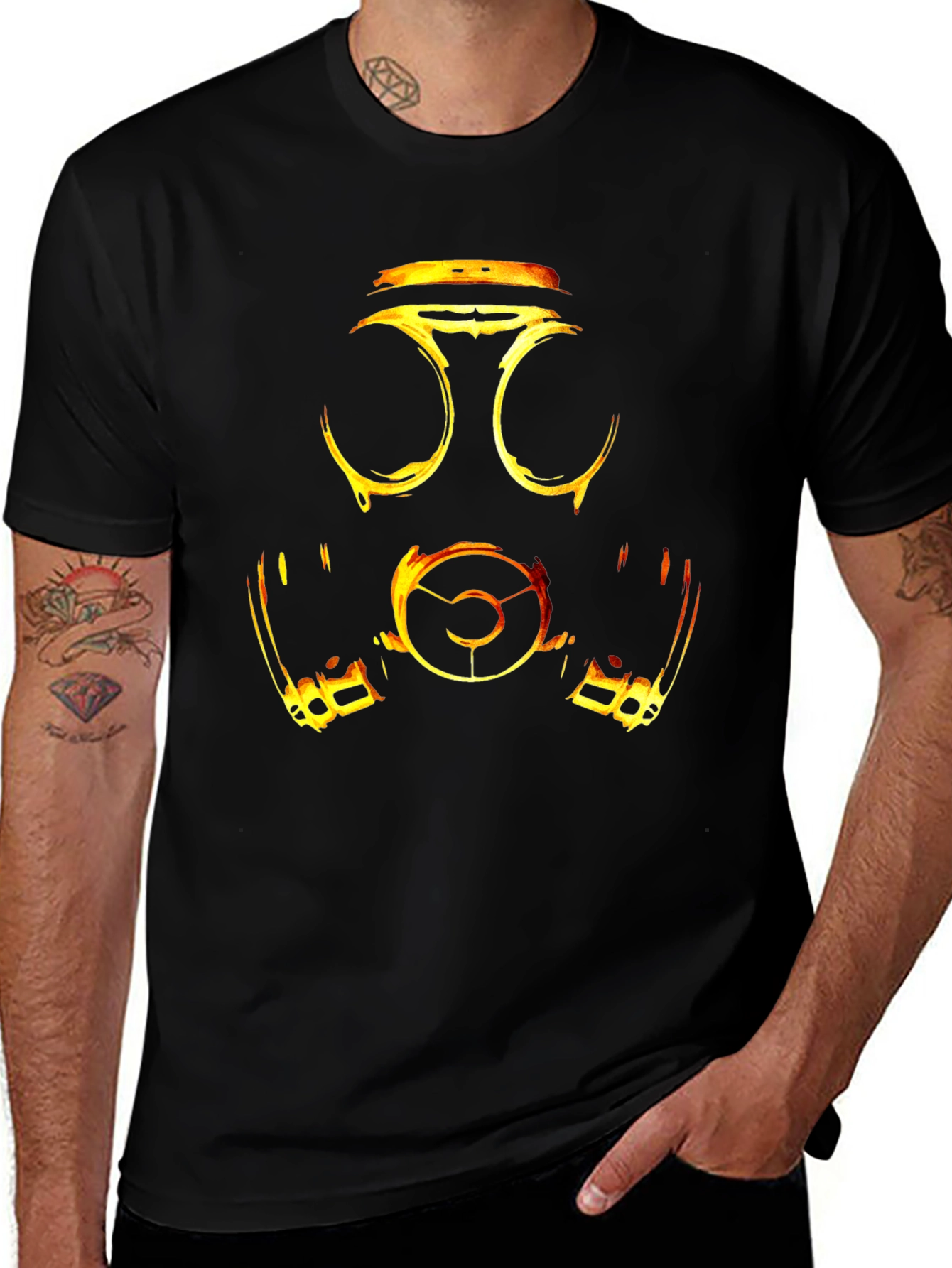 Variant 4 of Fiery Gas Mask Graphic Tee - Bold Streetwear