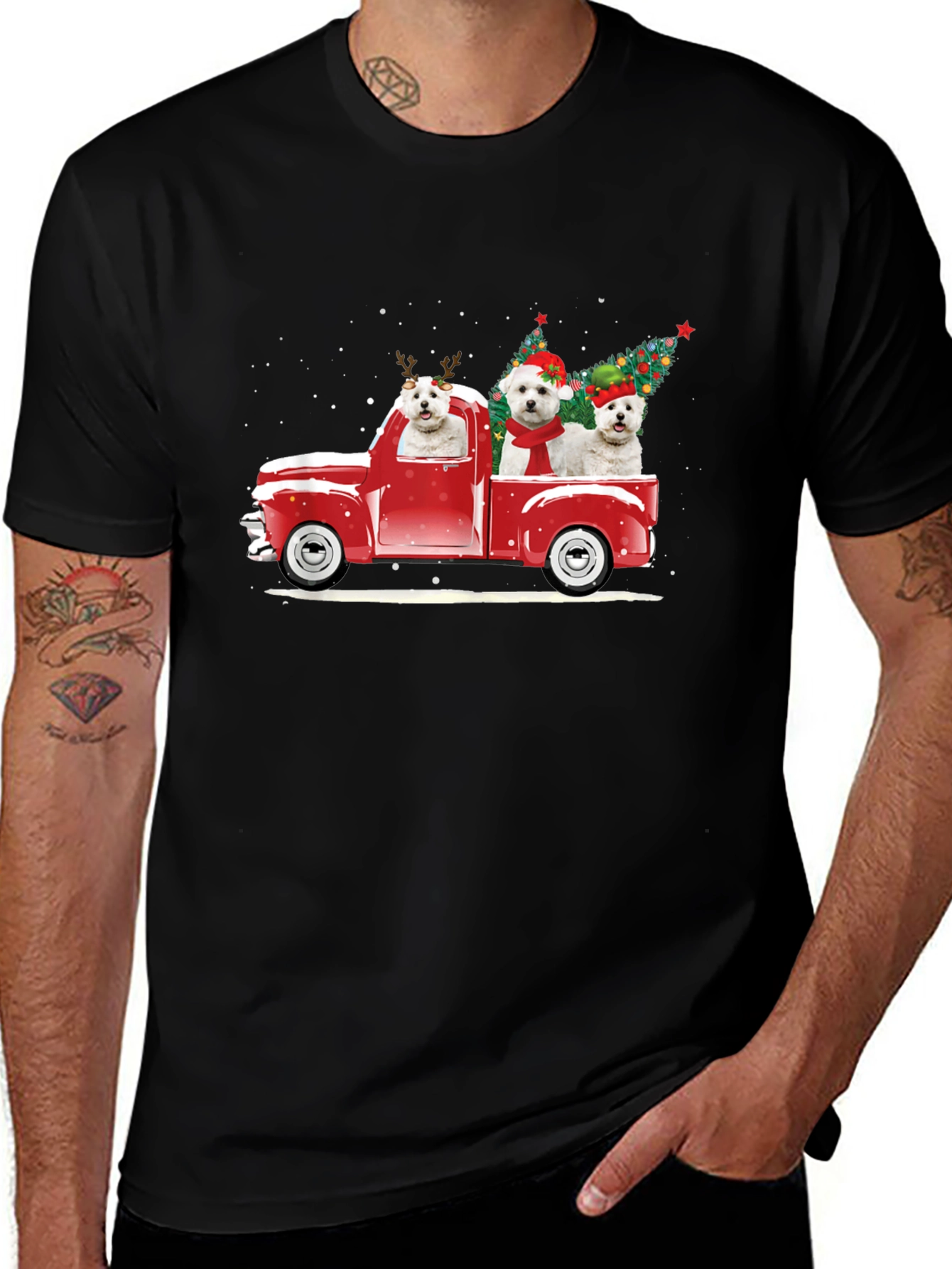 Christmas Dog Truck T-Shirt - Holiday Tee