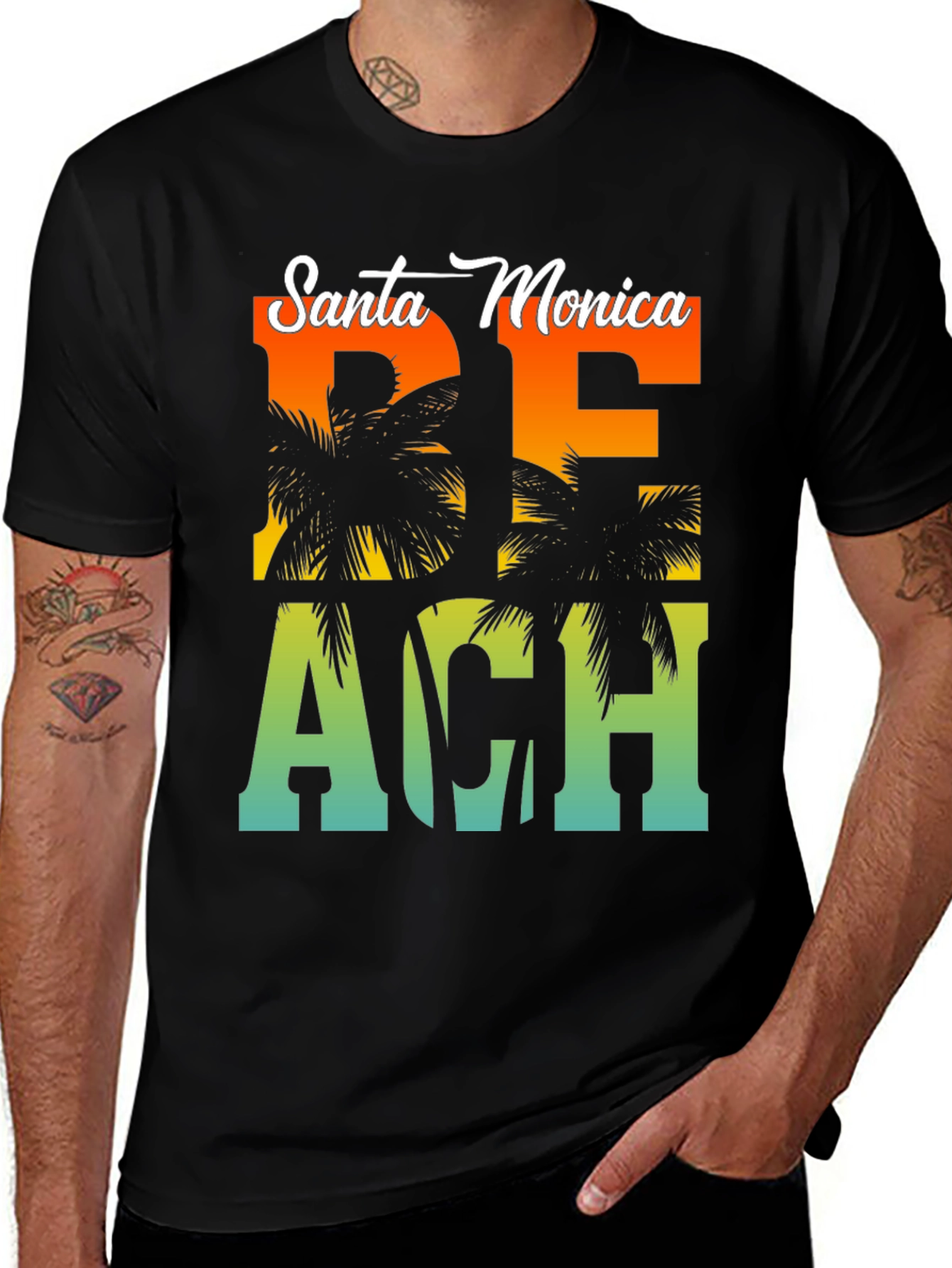 Variant 2 of Santa Monica Beach Palm Graphic Tee