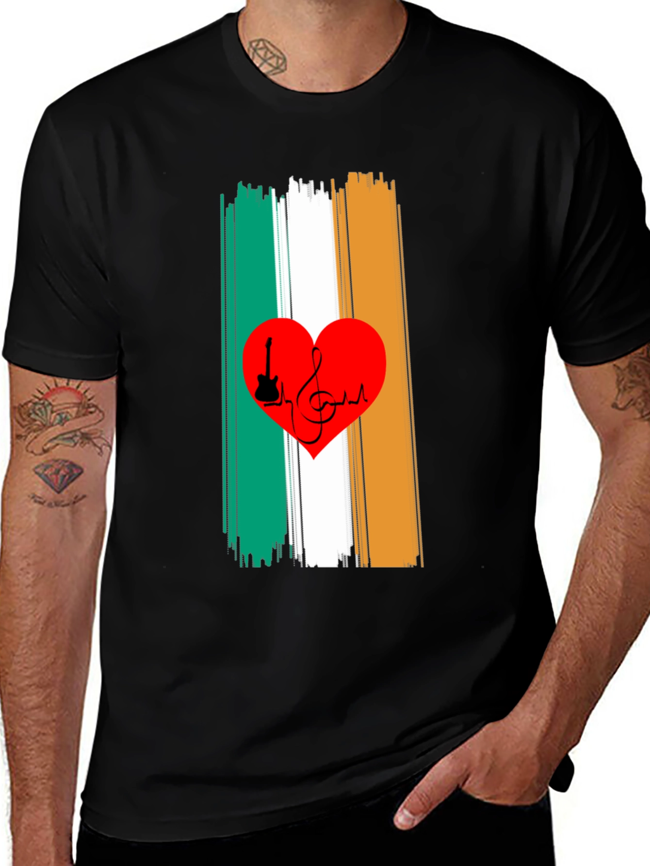 Variant 13 of Irish Flag Heart Music Graphic Tee