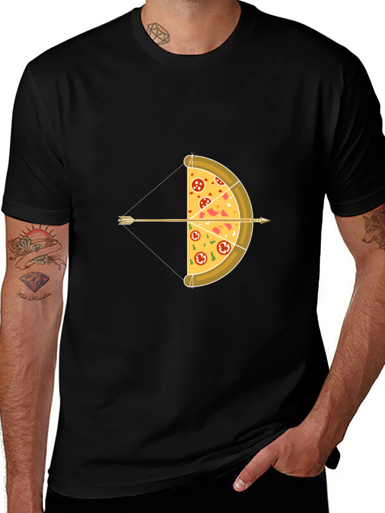 Variant 18 of Pizza Archer T-Shirt - Novelty Bow and Arrow Tee