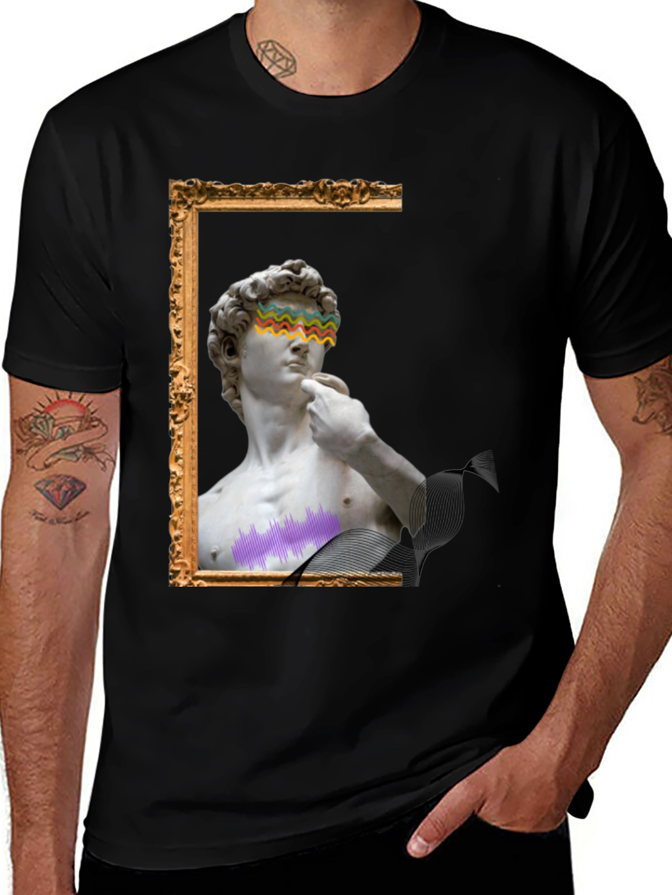Variant 15 of Artistic David Statue Graphic Tee - Unique Design